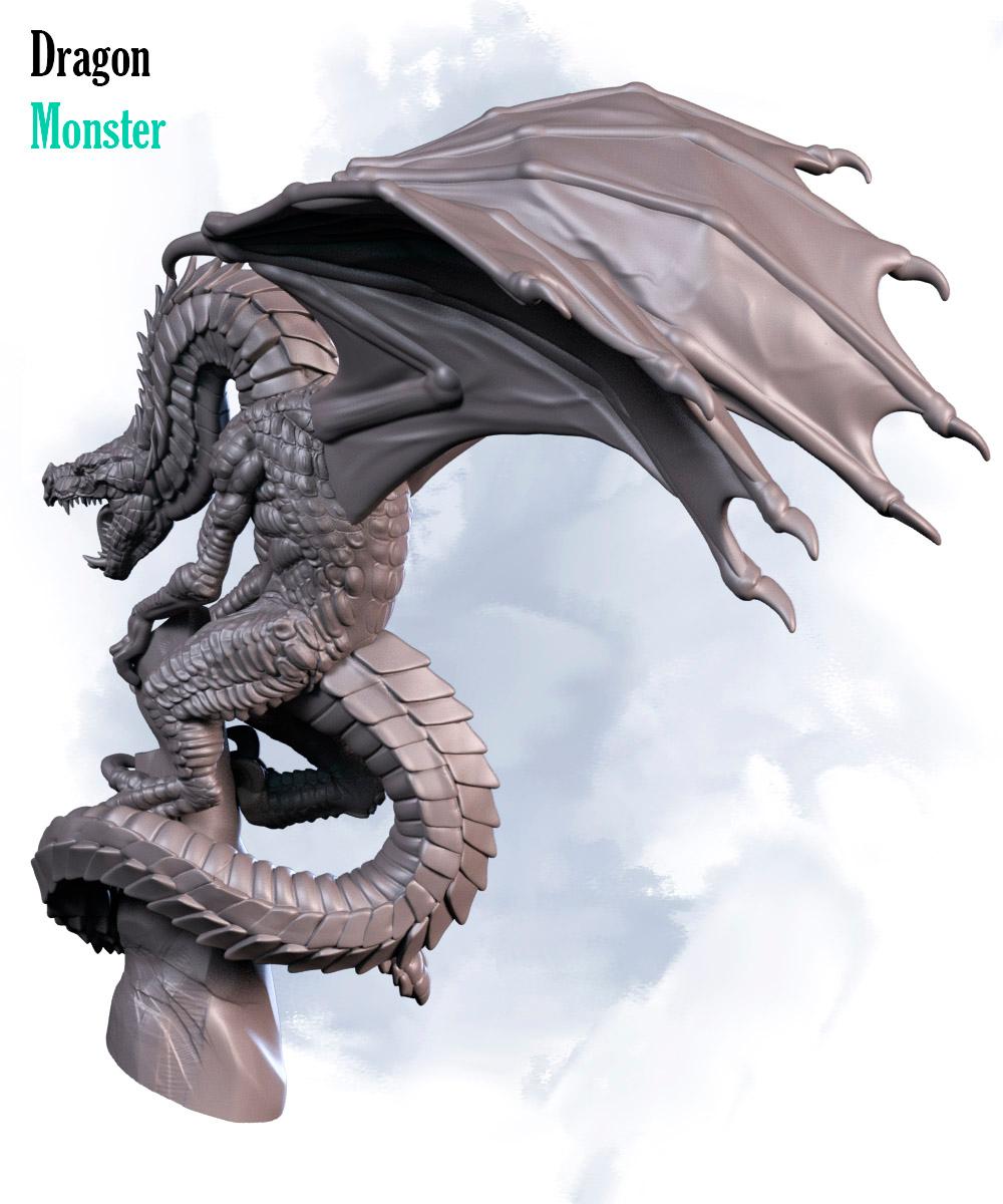 Angry dragon on mountian 3d model