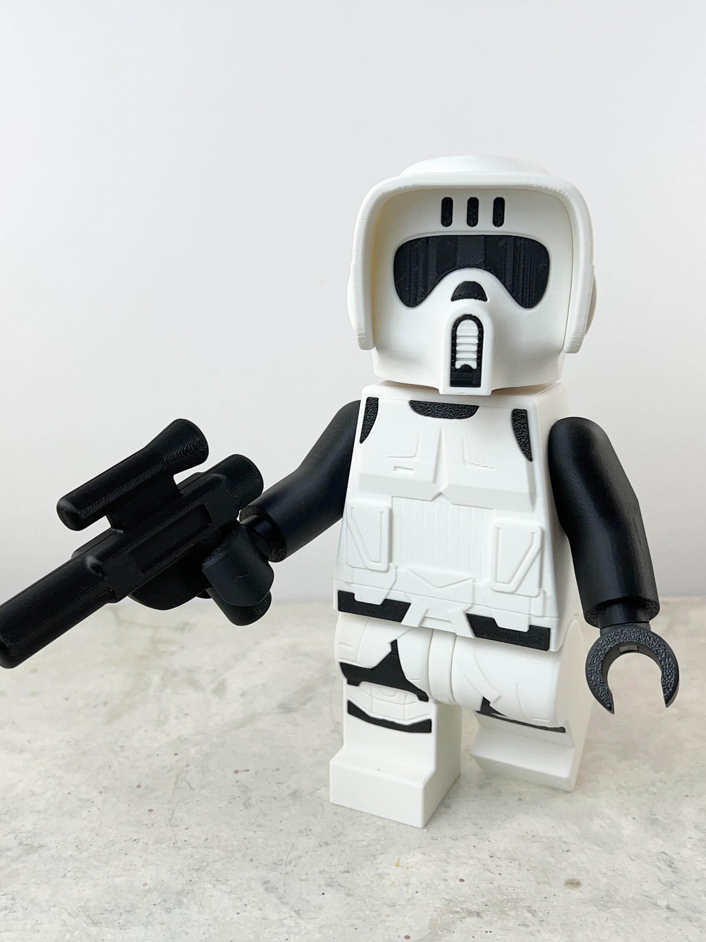 Scout Trooper (6:1 LEGO-inspired brick figure, NO MMU/AMS, NO supports, NO glue) 3d model