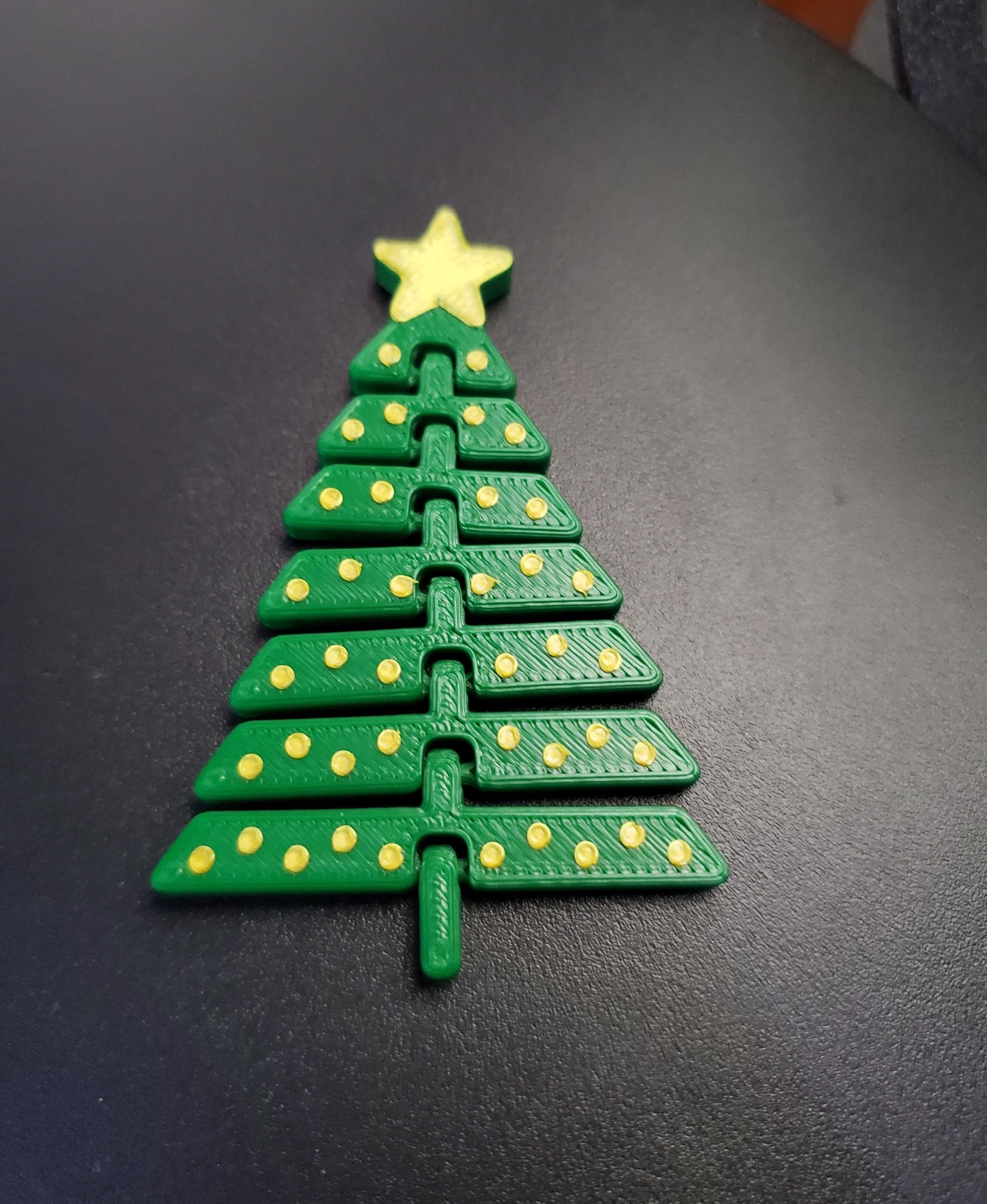 Articulated Christmas Tree with Star and Ornaments - Print in place fidget toys - 3mf - sliceworx forest green - 3d model