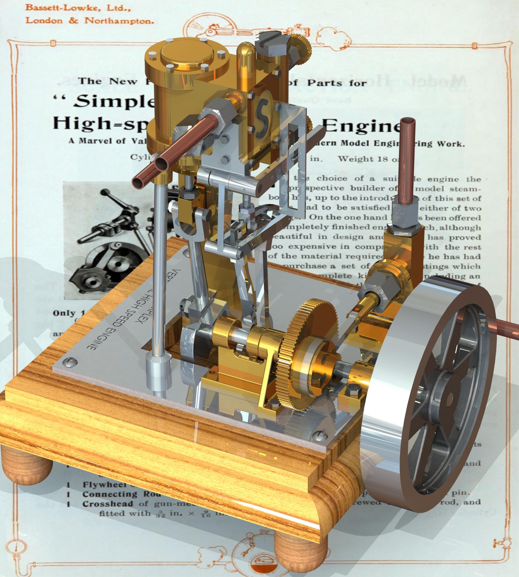 Simplex Steam Engine (Motor a Vapor Simplex) 3d model