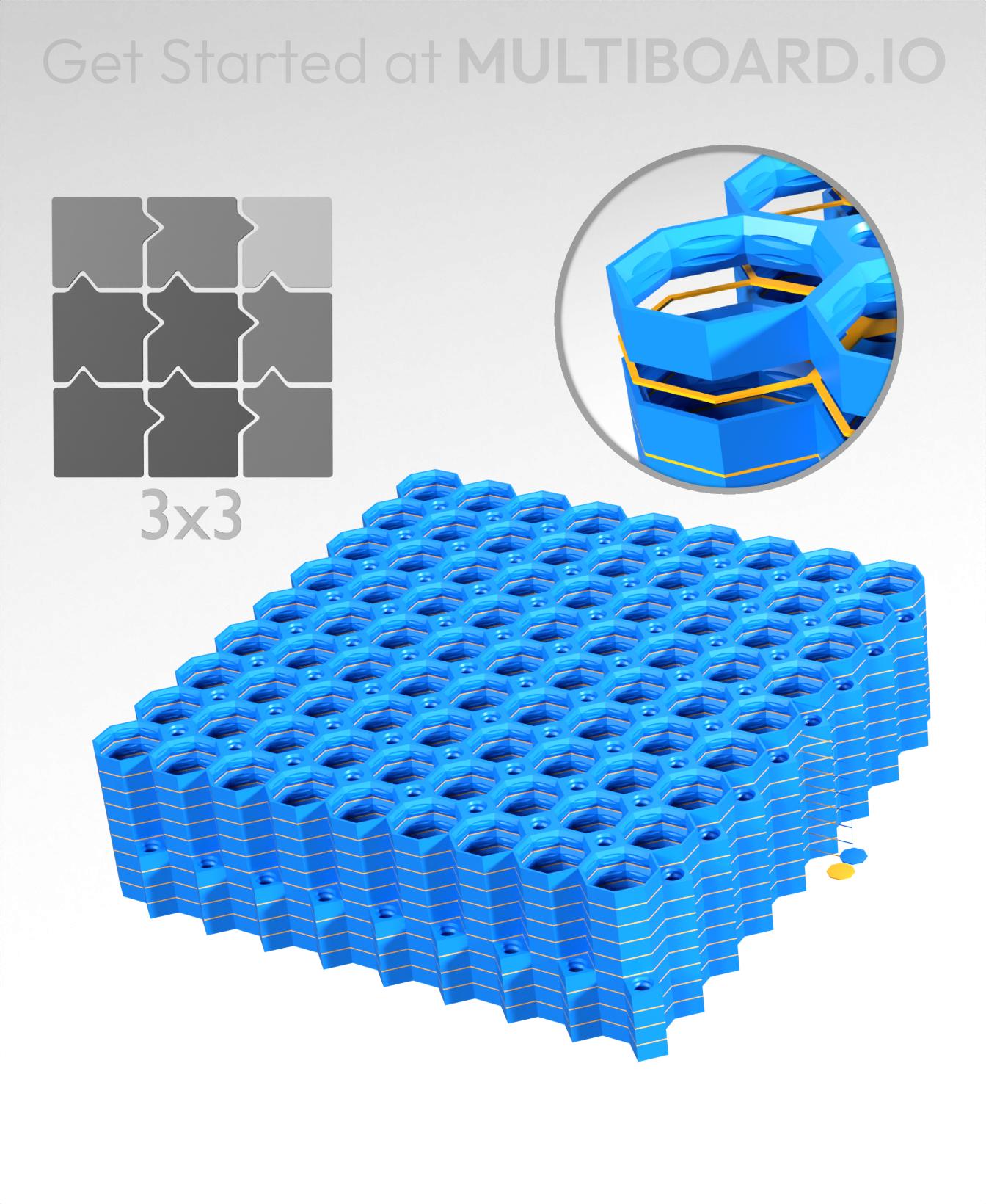 9x9 Tiles - 3x3 Board - Multi-Material Stack 3d model