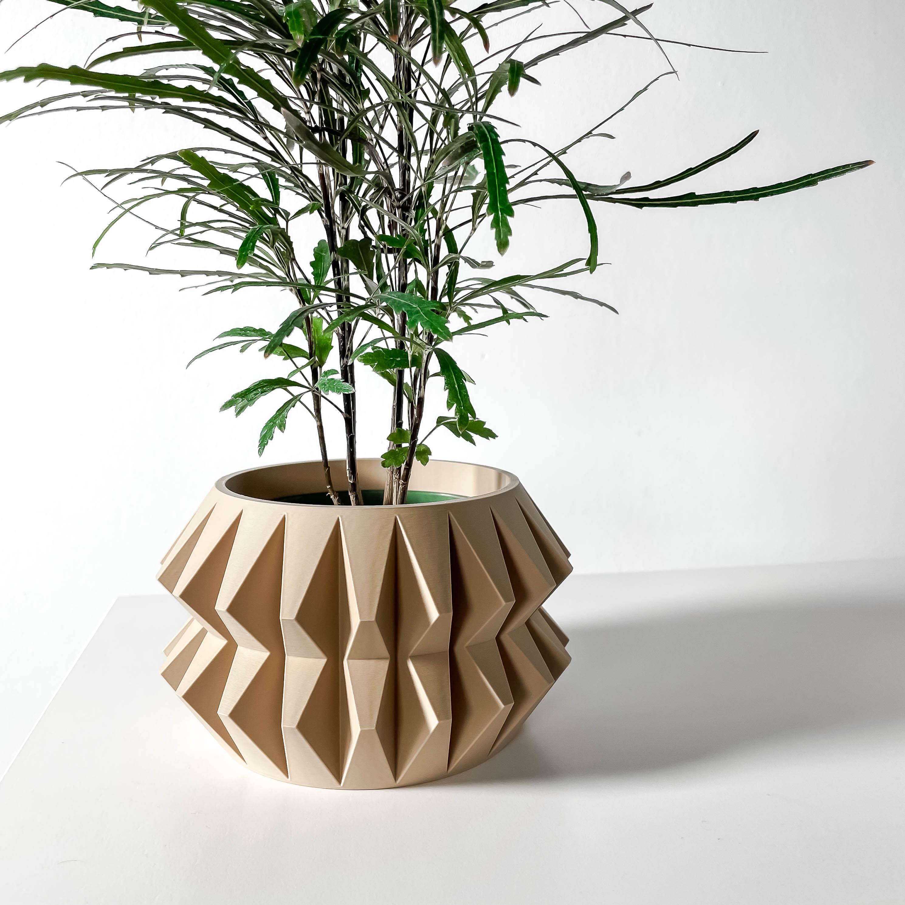 The Almin Planter Pot with Drainage Tray & Stand: Modern and Unique Home Decor 3d model