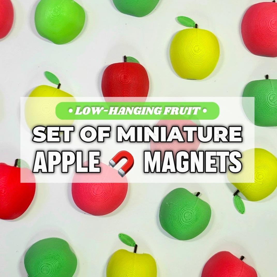 Set of 4 Miniature Apple-Themed Decorative Magnets 3d model