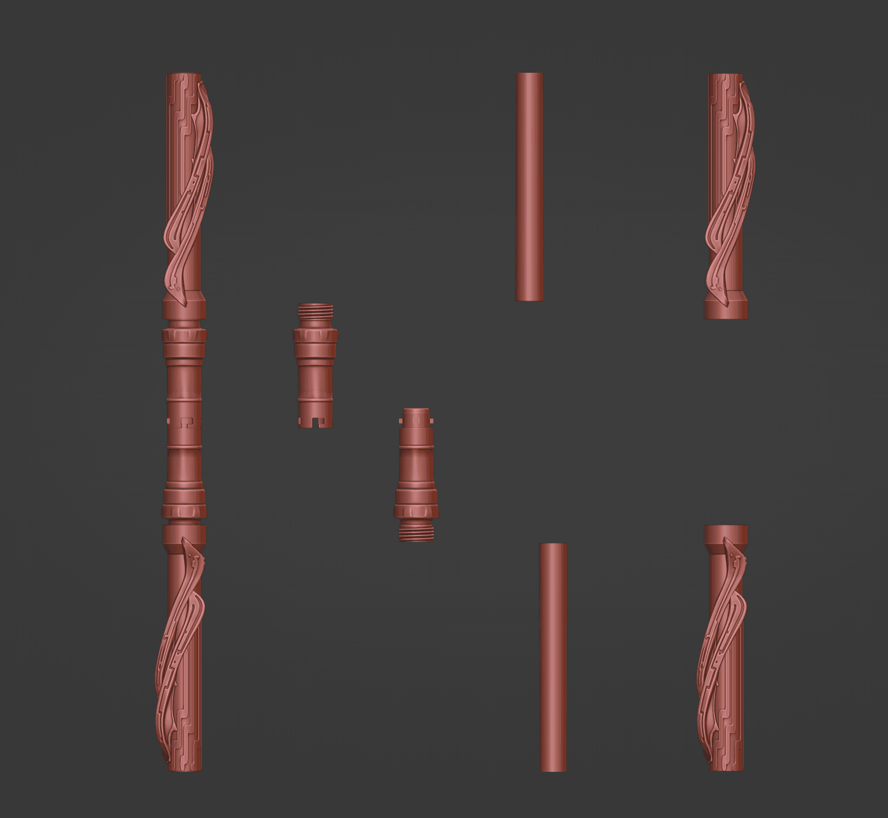 Print in Place Connecting Double Lightsaber Concept 8 3d model