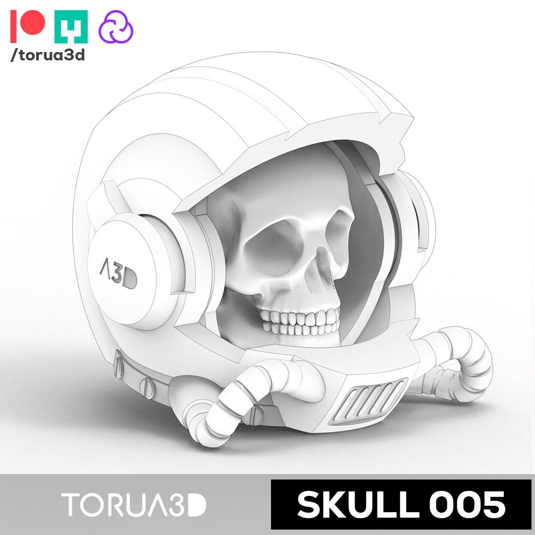 Astronaut Skull 005 - Art - Print in place - STL 3d model