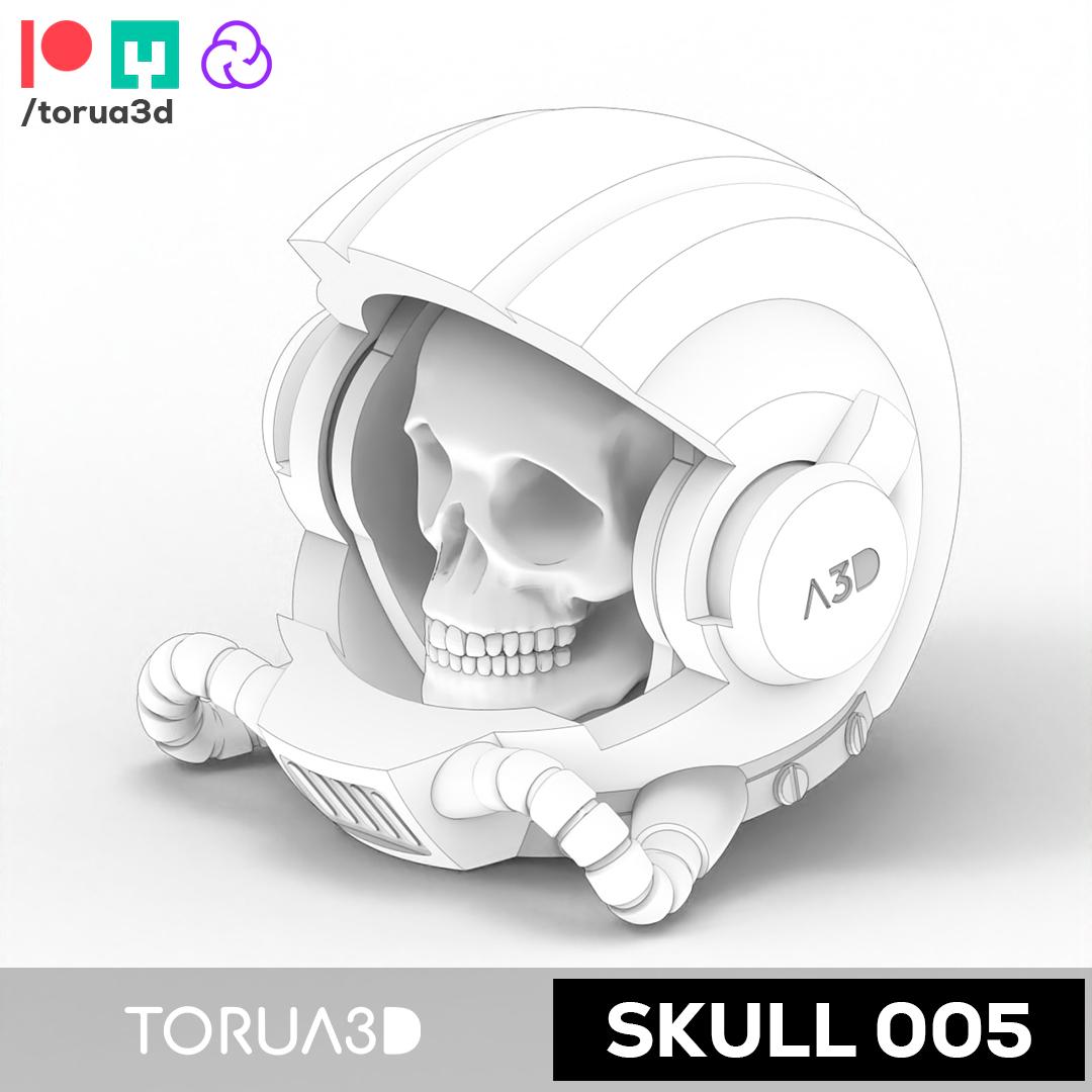 Astronaut Skull 005 - Art - Print in place - STL 3d model