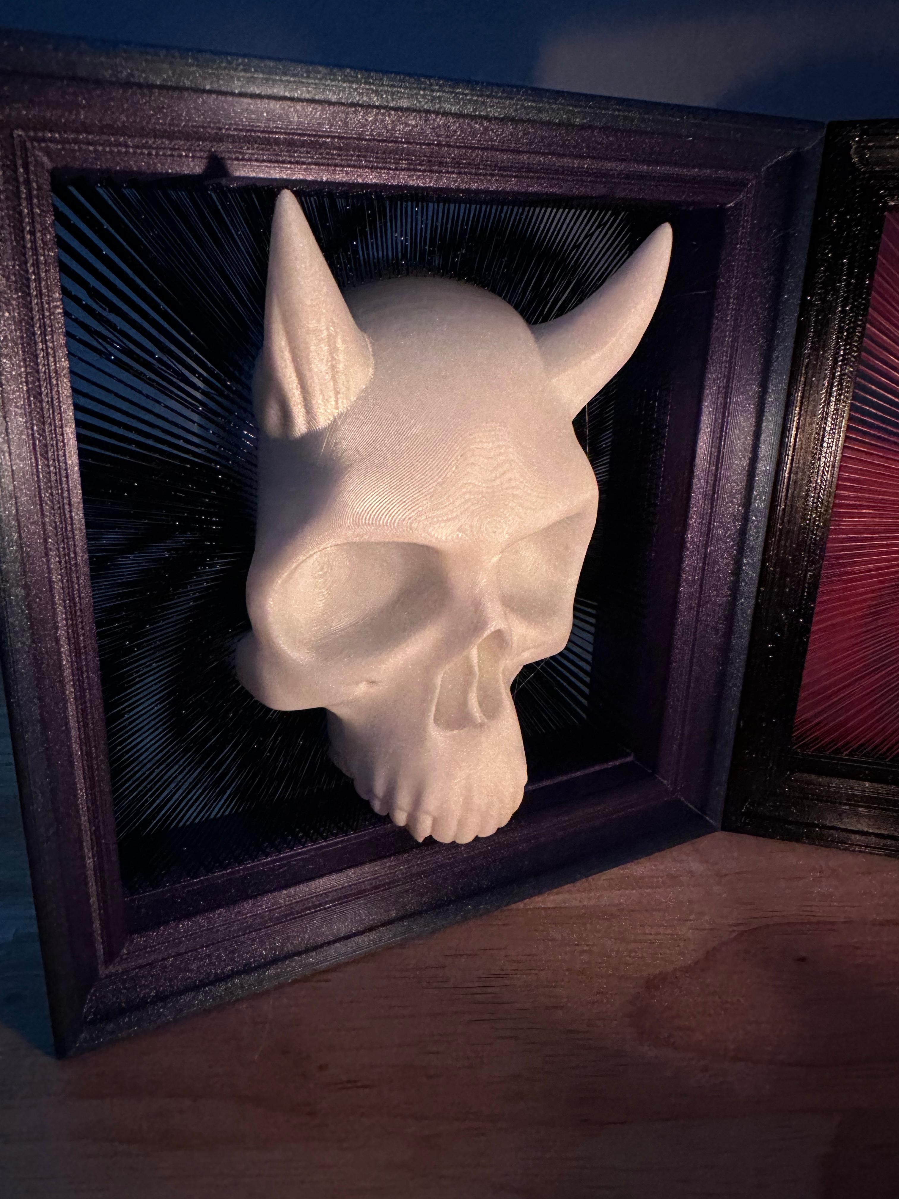Tensegrity Devil Vampire Skull Framed for hanging on the wall 3d model