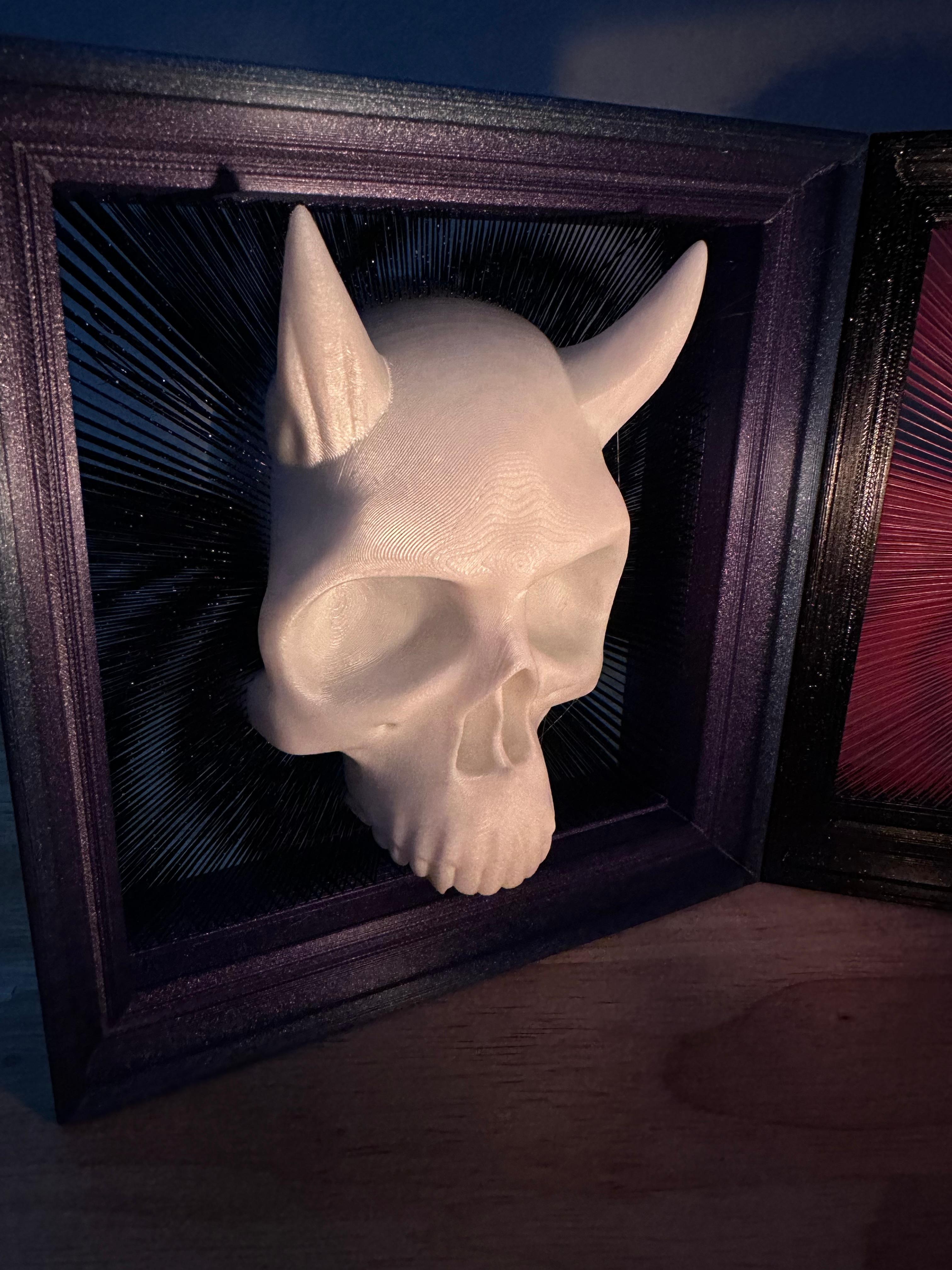 Tensegrity Devil Vampire Skull Framed for hanging on the wall 3d model