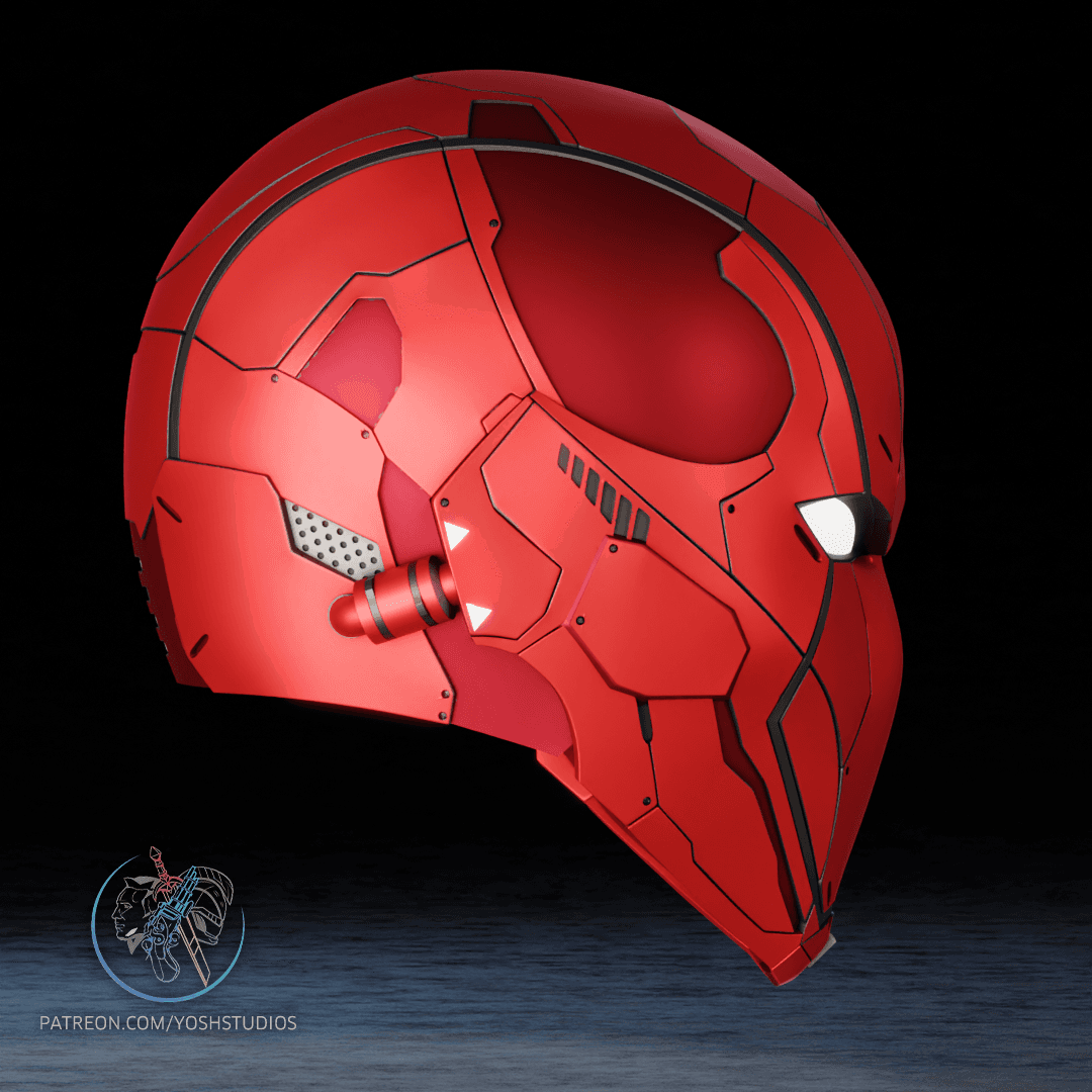 Mecha Red Hood Helmet 3D Print File STL 3d model
