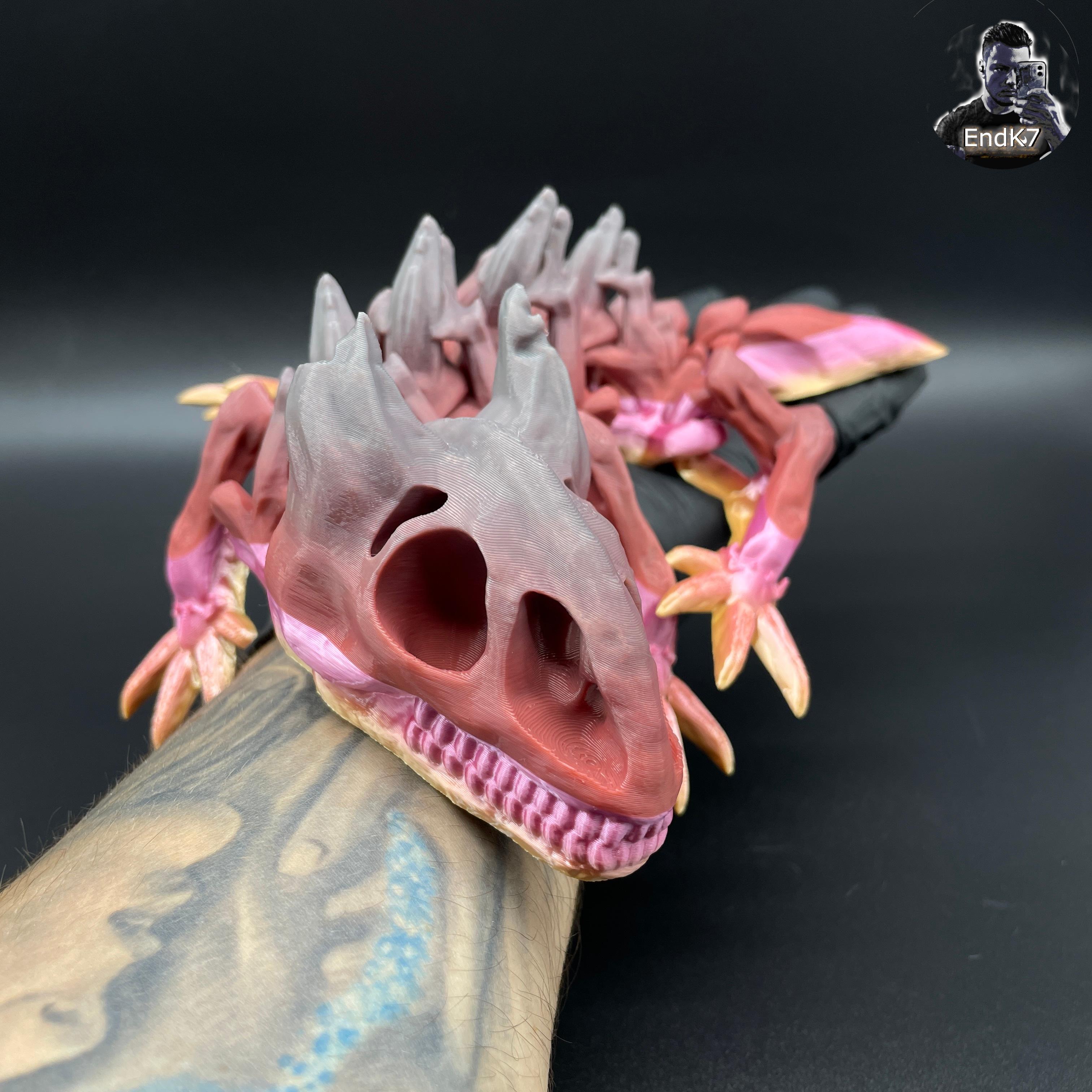 Skeleton Dragon Keychain - Articulated, Print in Place - No Supports 3d model