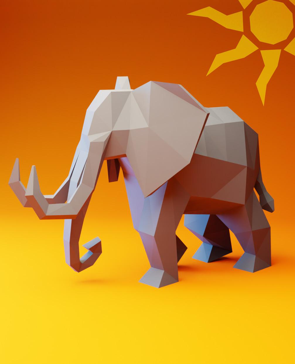 Low Poly Elephant 3d model