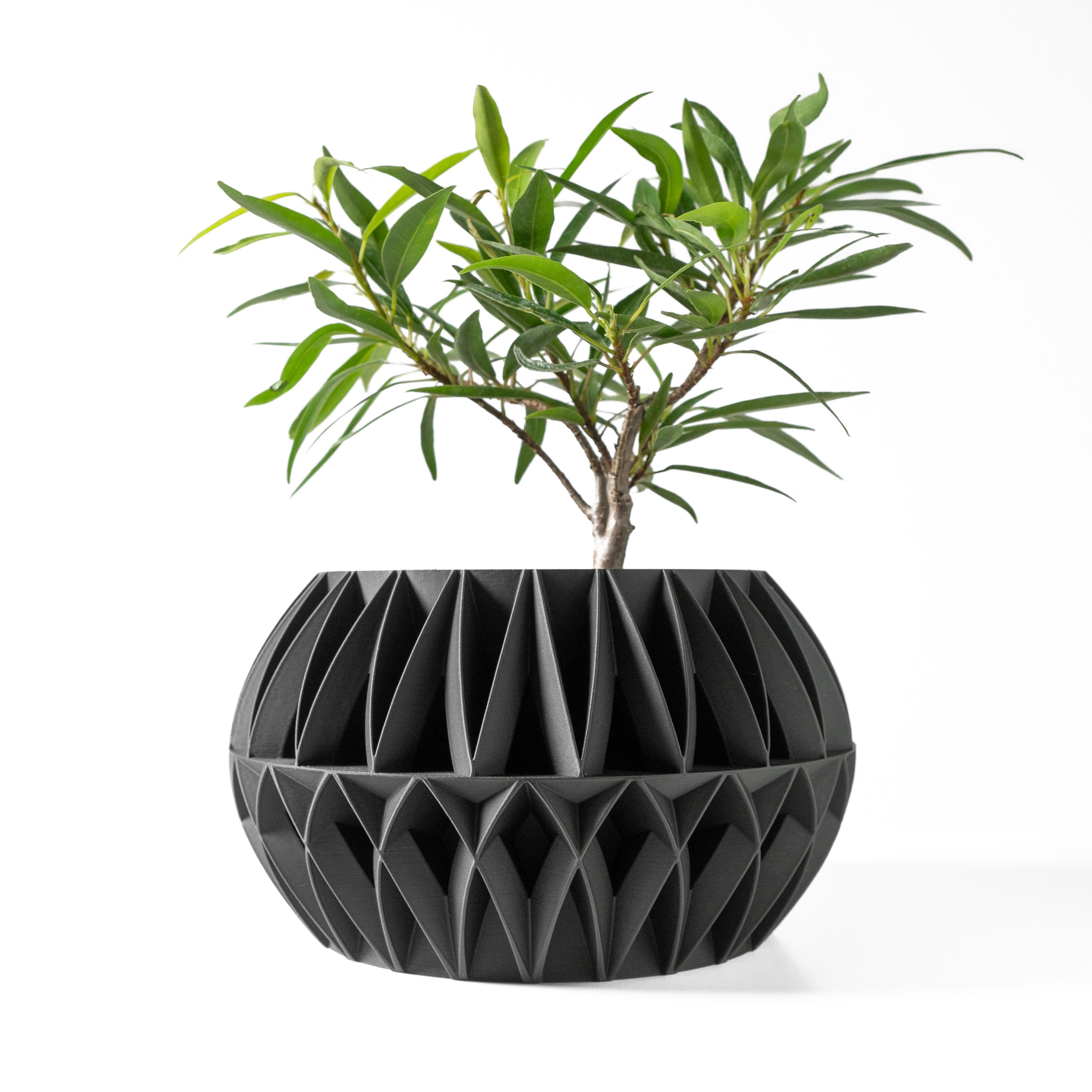 The Oku Planter Pot with Drainage Tray & Stand: Modern and Unique Home Decor for Plants 3d model