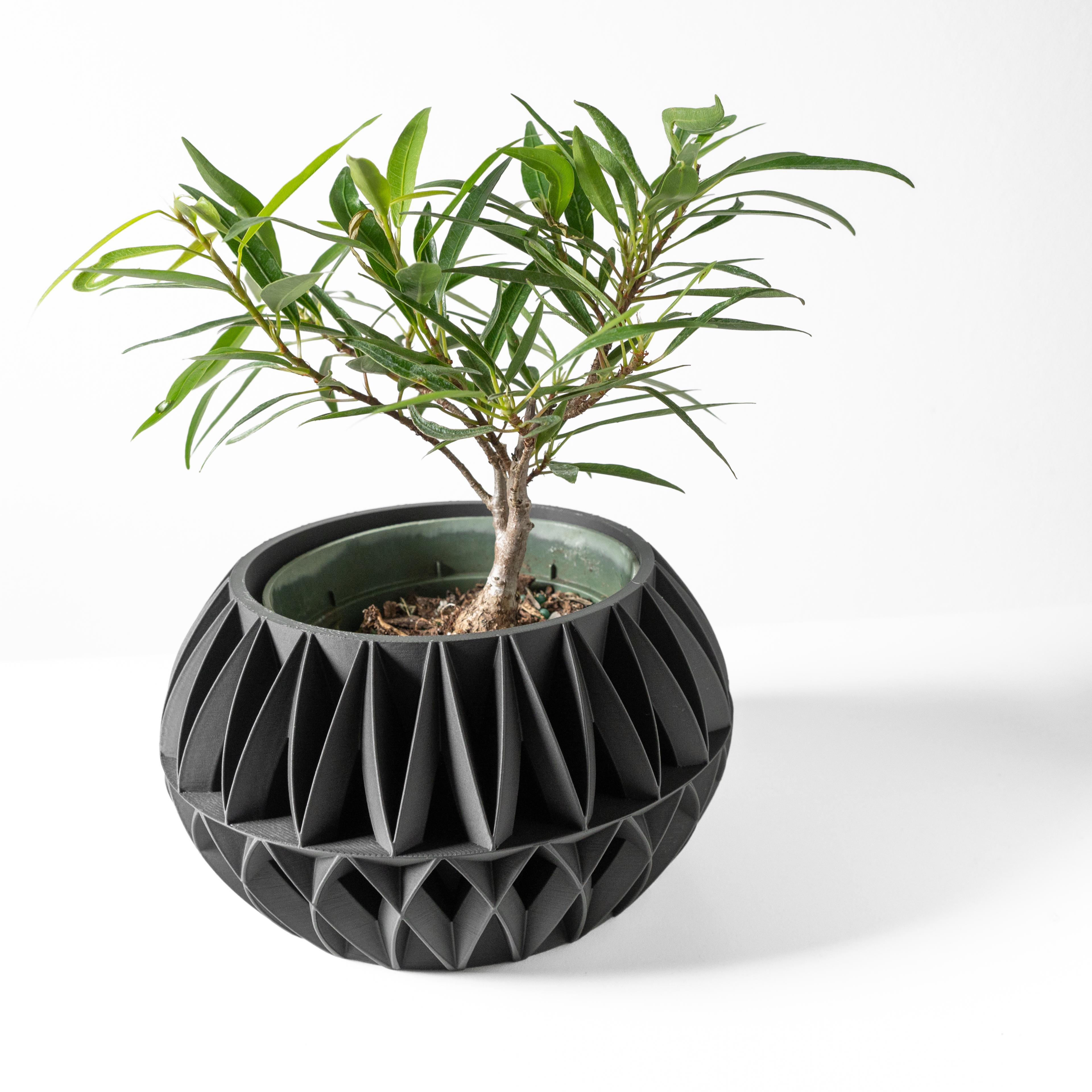 The Oku Planter Pot with Drainage Tray & Stand: Modern and Unique Home Decor for Plants 3d model