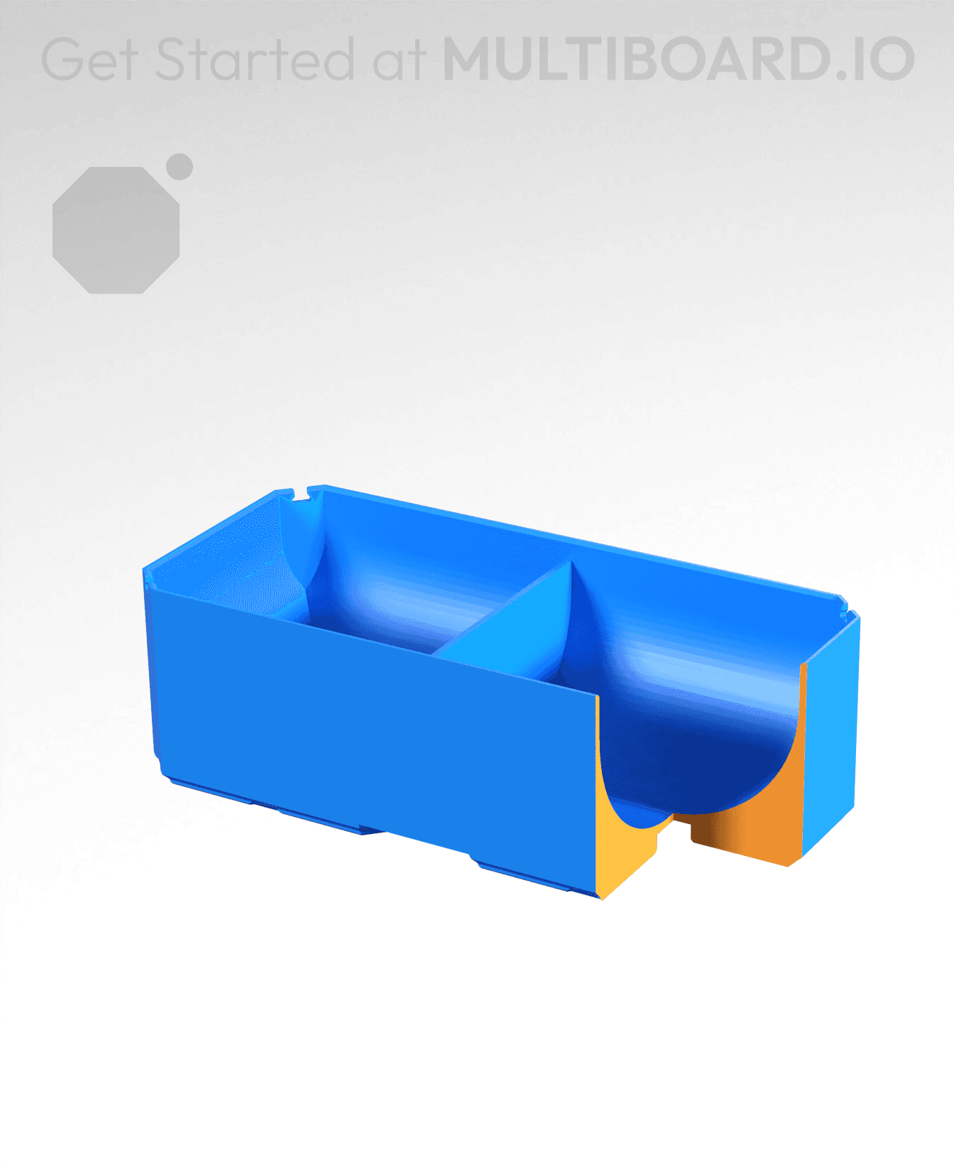 2x1x0.75 - Full Curved - Divided Bin - Multibin Insert 3d model