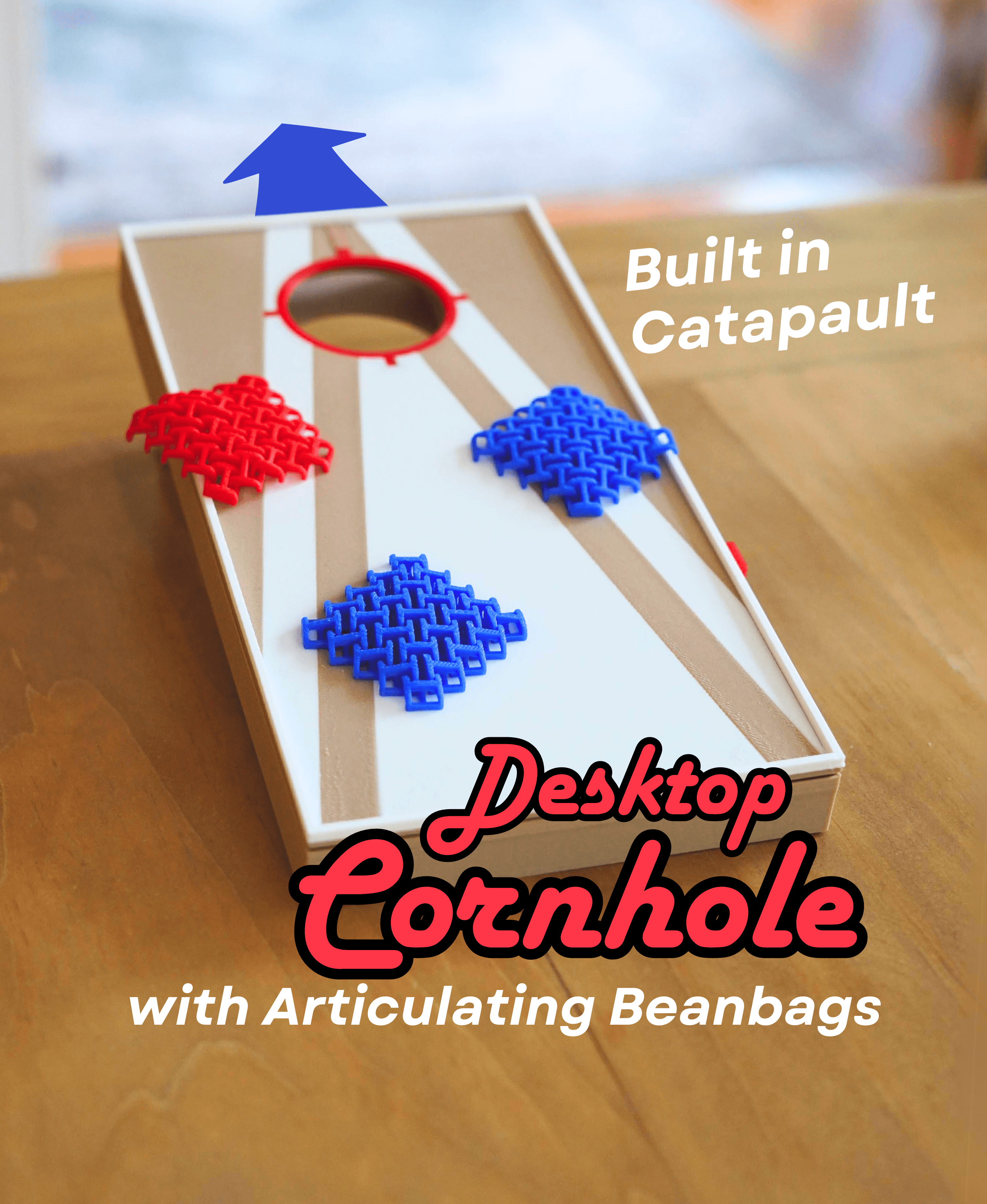 Desktop Cornhole - Catapult and articulating bean bags 3d model