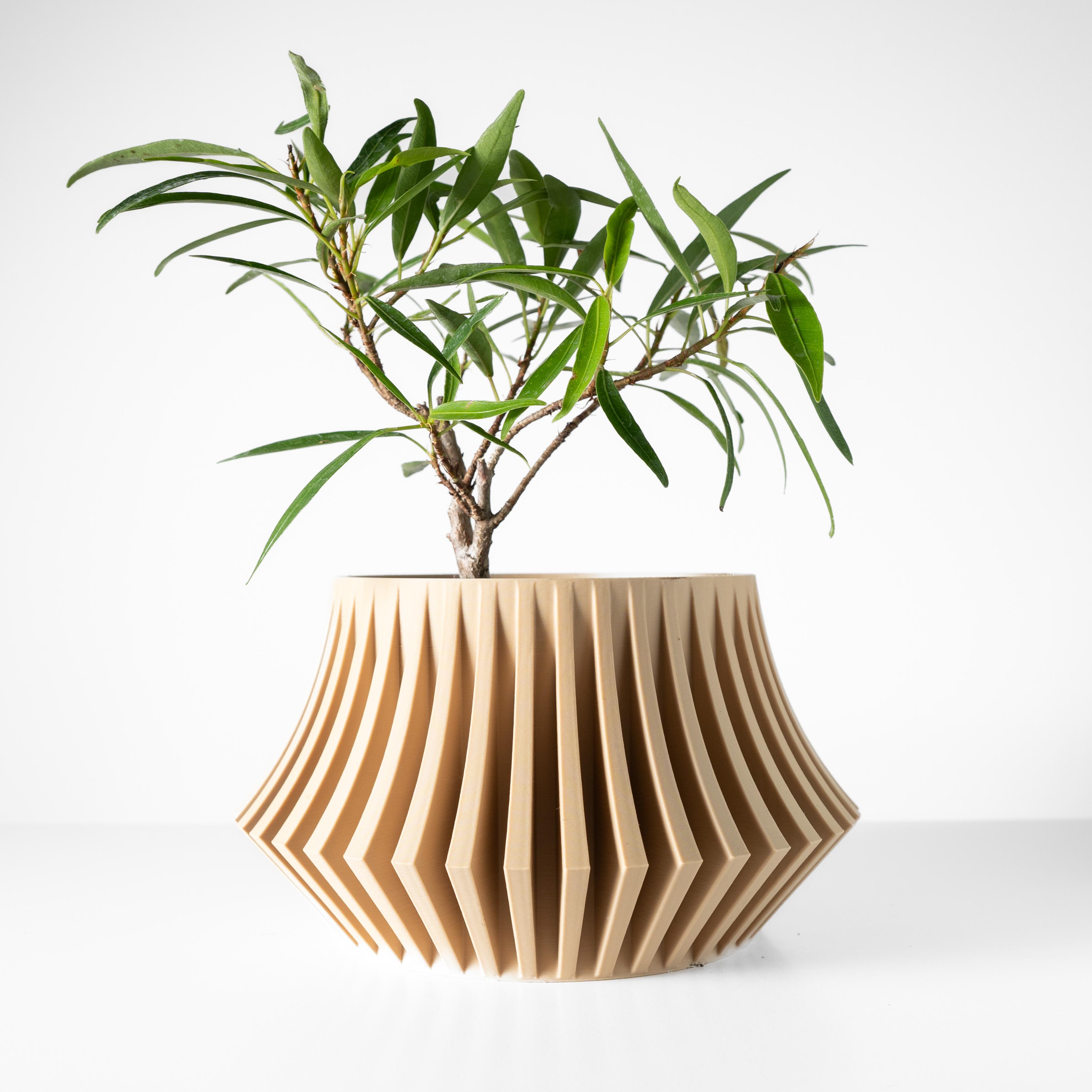 The Jasen Planter Pot with Drainage Tray & Stand: Modern and Unique Home Decor for Plants 3d model