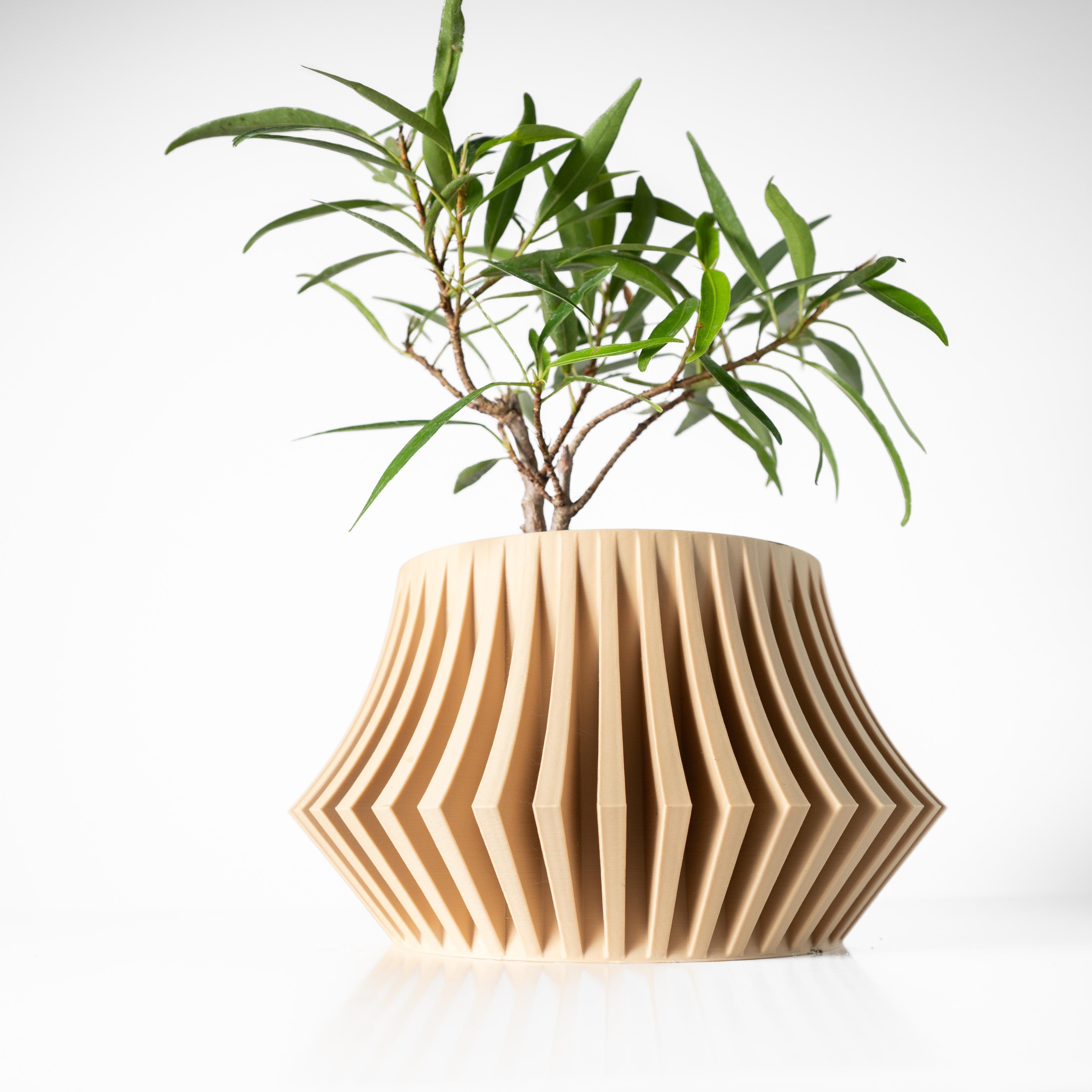 The Jasen Planter Pot with Drainage Tray & Stand: Modern and Unique Home Decor for Plants 3d model