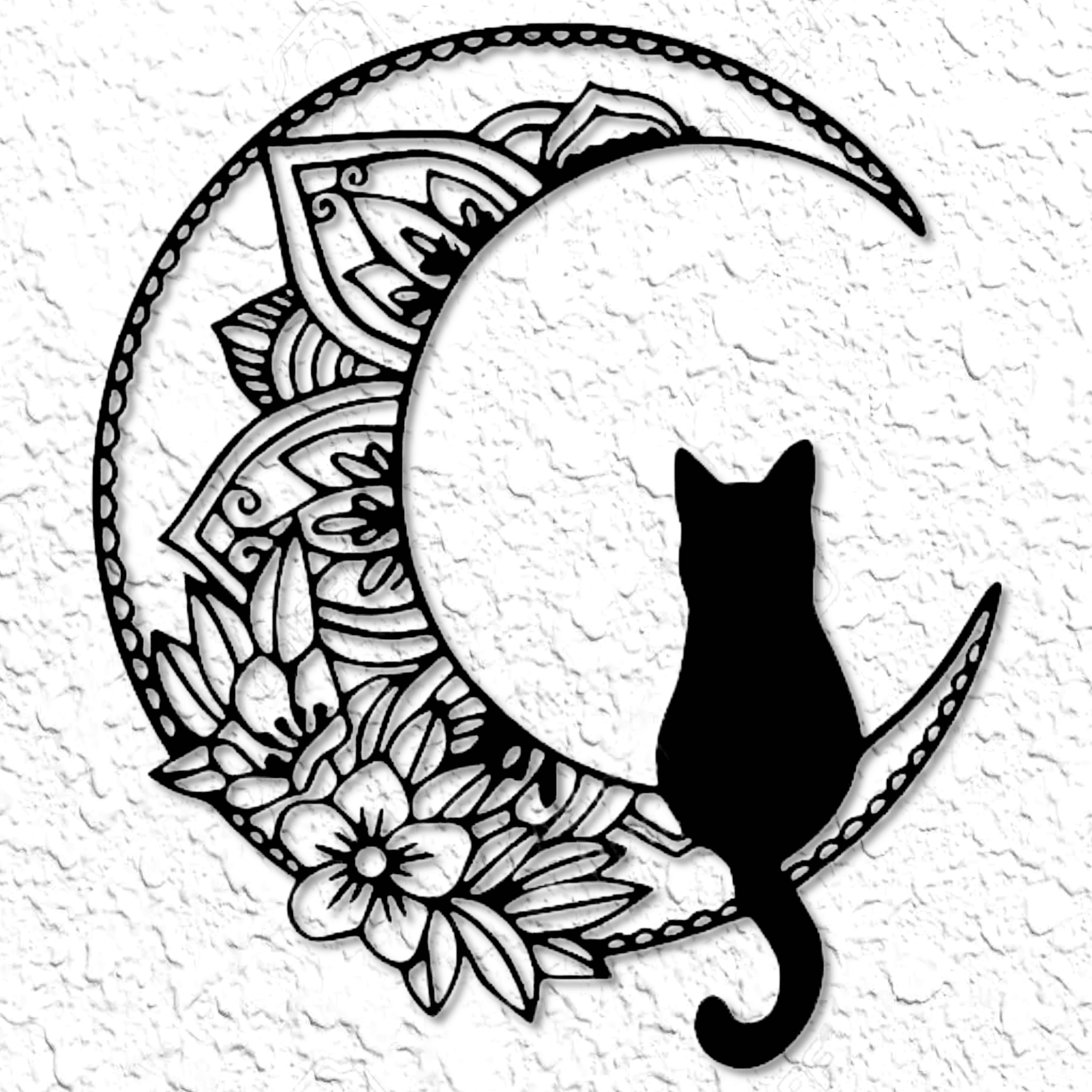 Cat on the moon wall art celestial kitty wall decor space decoration 3d model
