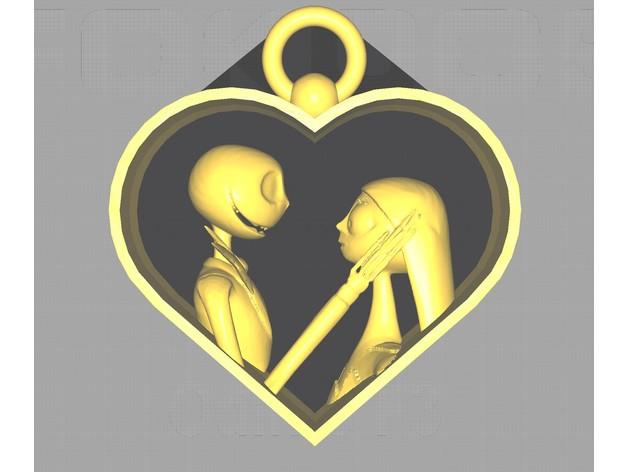 nightmare before christmas jack and sally heart 3d model