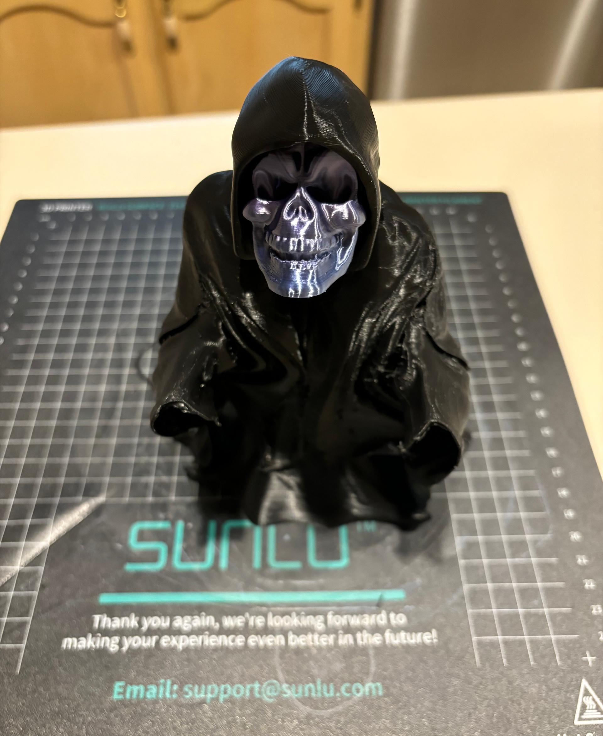 Grim Reaper, Slim Reaper - Articulated Snap-Flex Fidget (Medium Tightness Joints) - worked great with no supports . used black pla+ and rainbow silk - 3d model