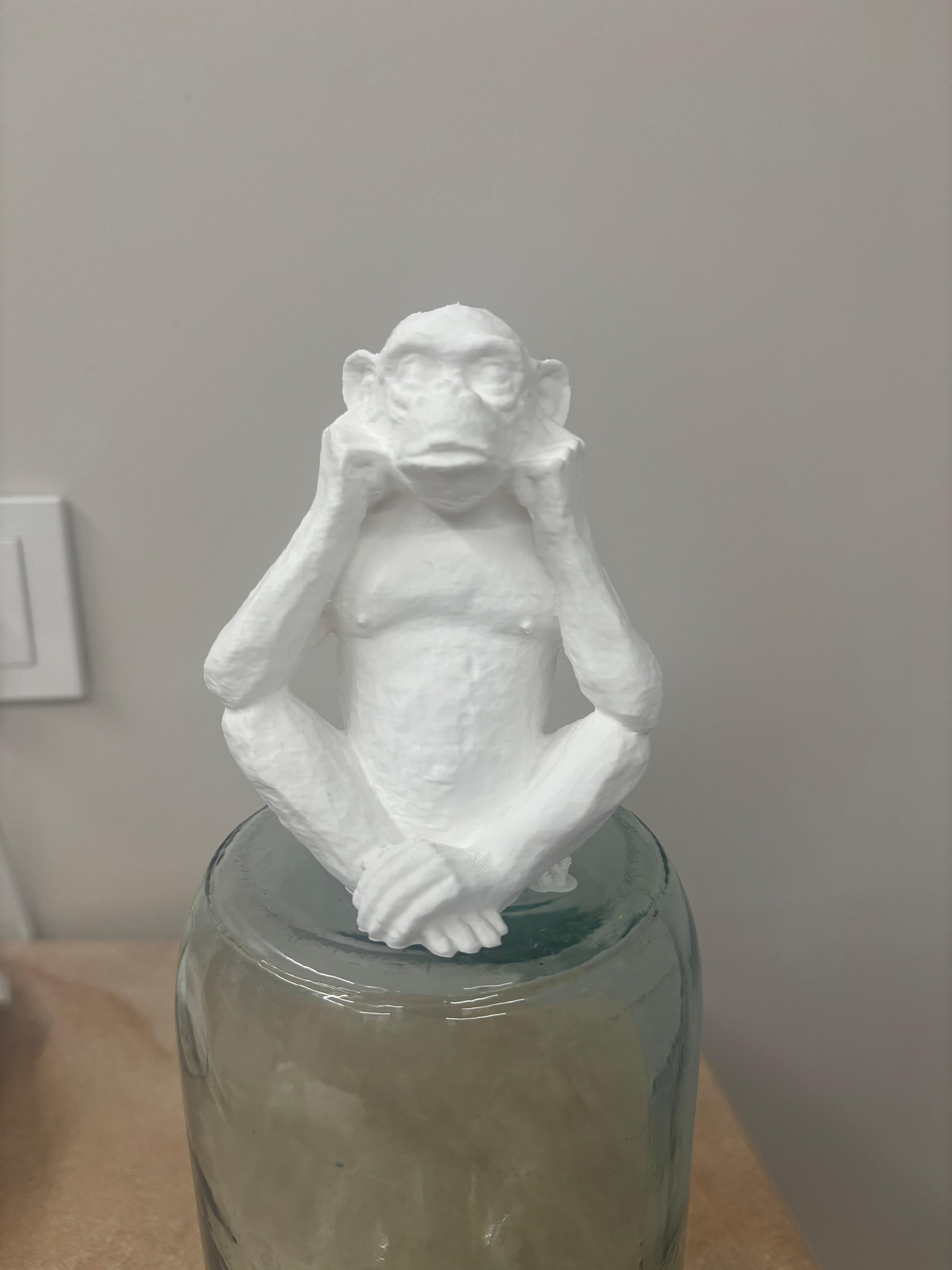 Thinking monkey sculpture 3d model