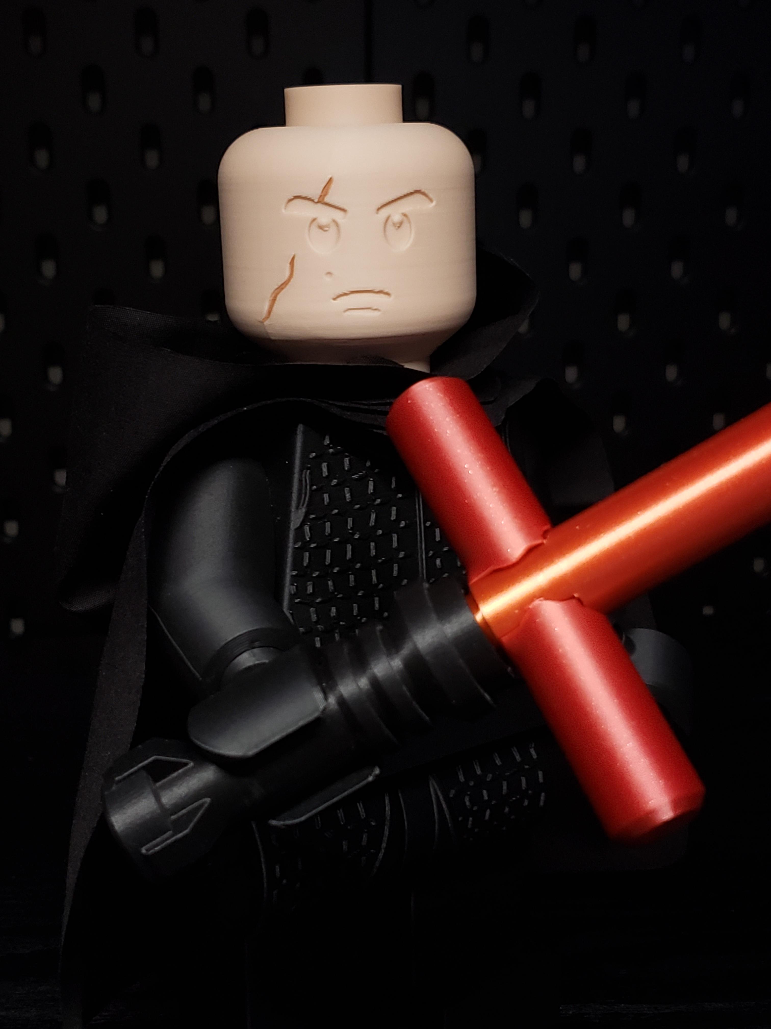 Kylo Ren (6:1 LEGO-inspired brick figure, NO MMU/AMS, NO supports, NO glue) 3d model