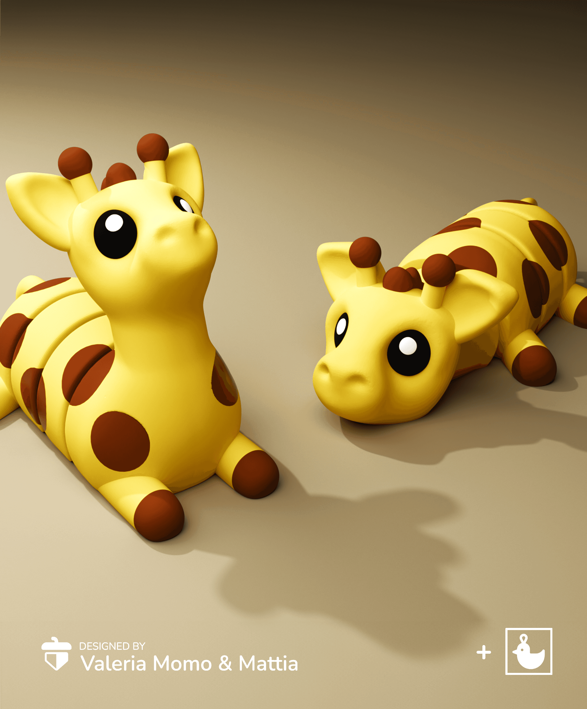  Cute Flexi Pets Giraffe (Keychain Friendly) 3d model