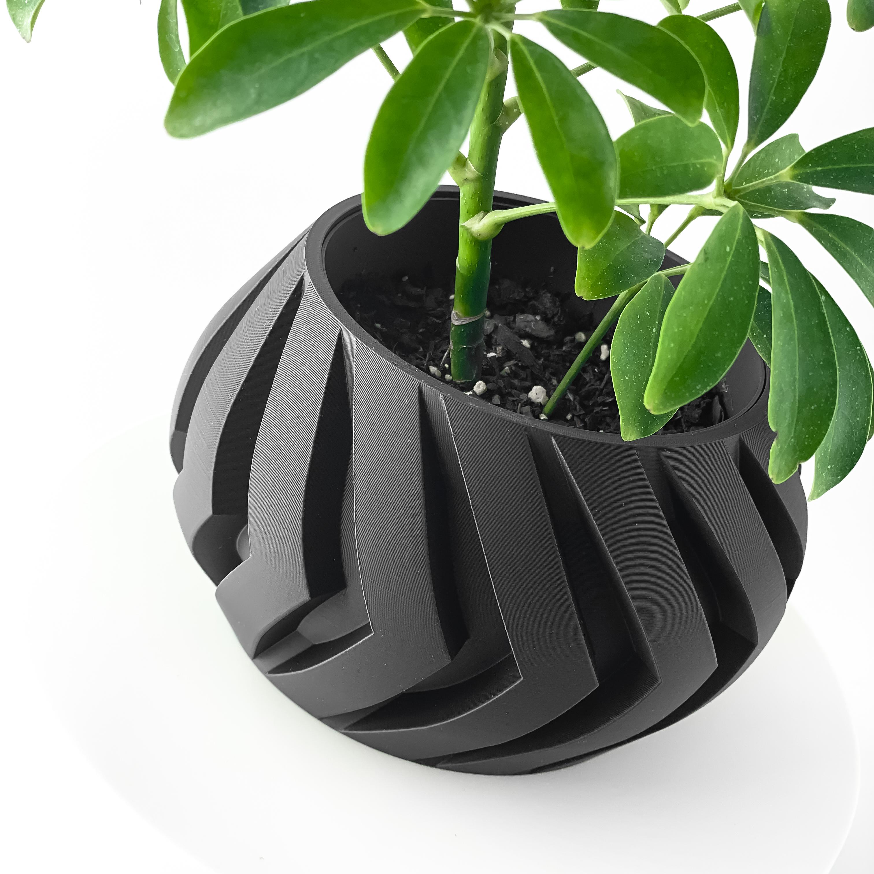 The Manse Planter Pot with Drainage: Tray & Stand Included | Modern and Unique Home Decor 3d model