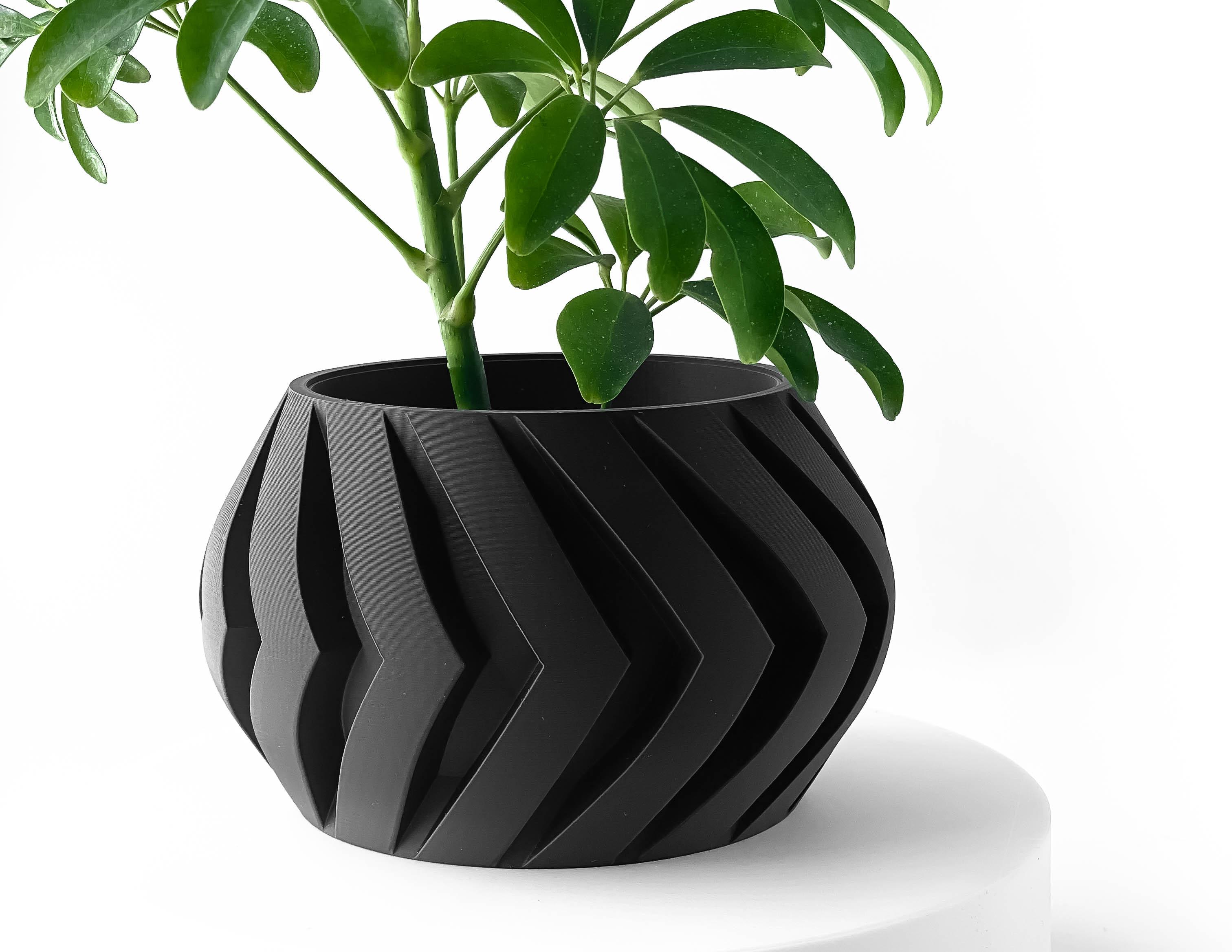 The Manse Planter Pot with Drainage: Tray & Stand Included | Modern and Unique Home Decor 3d model