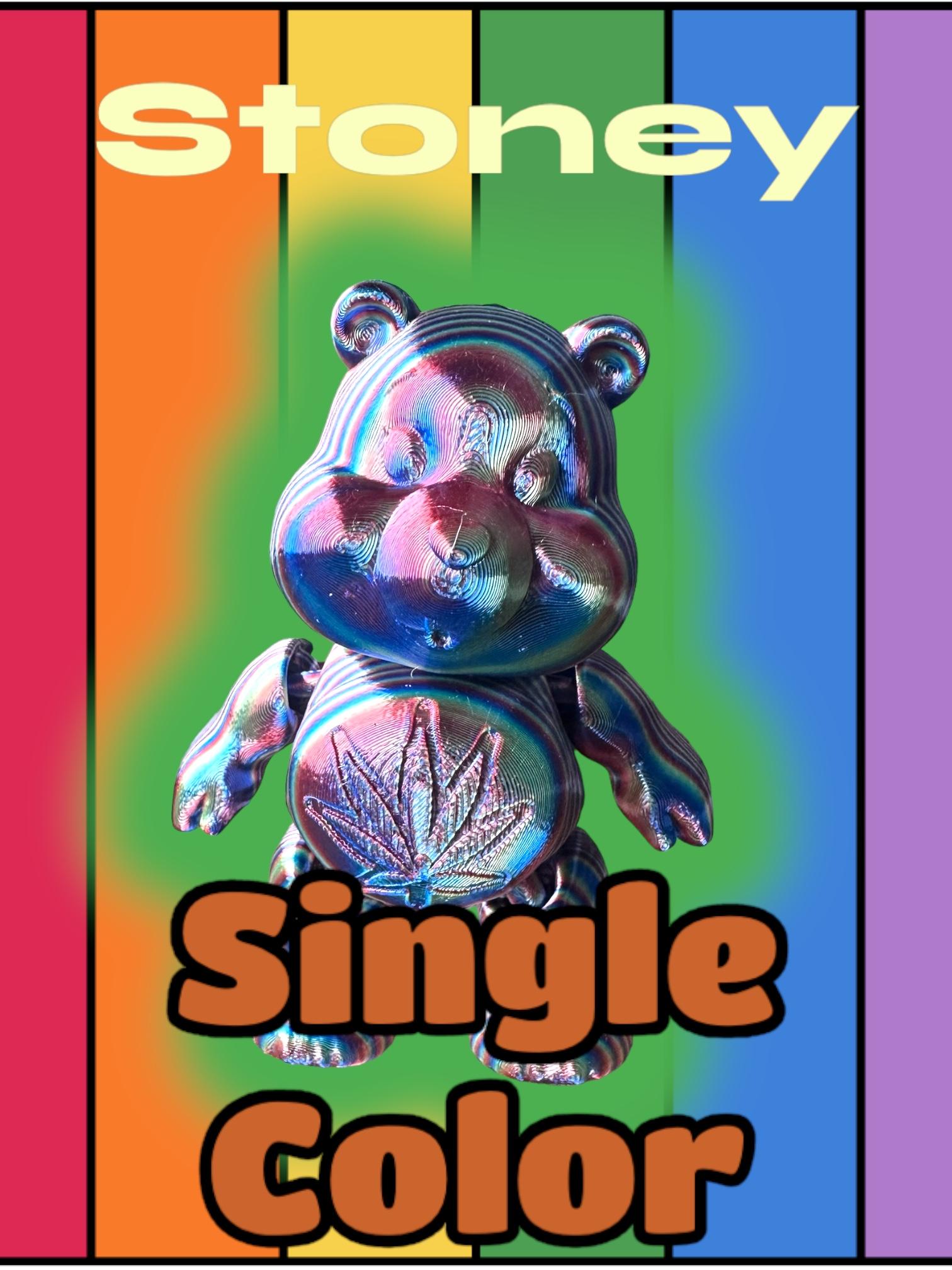 Stoney Bear - Single Color, Care Bear, Articulated, Flexi, Flexible, print in place 3d model