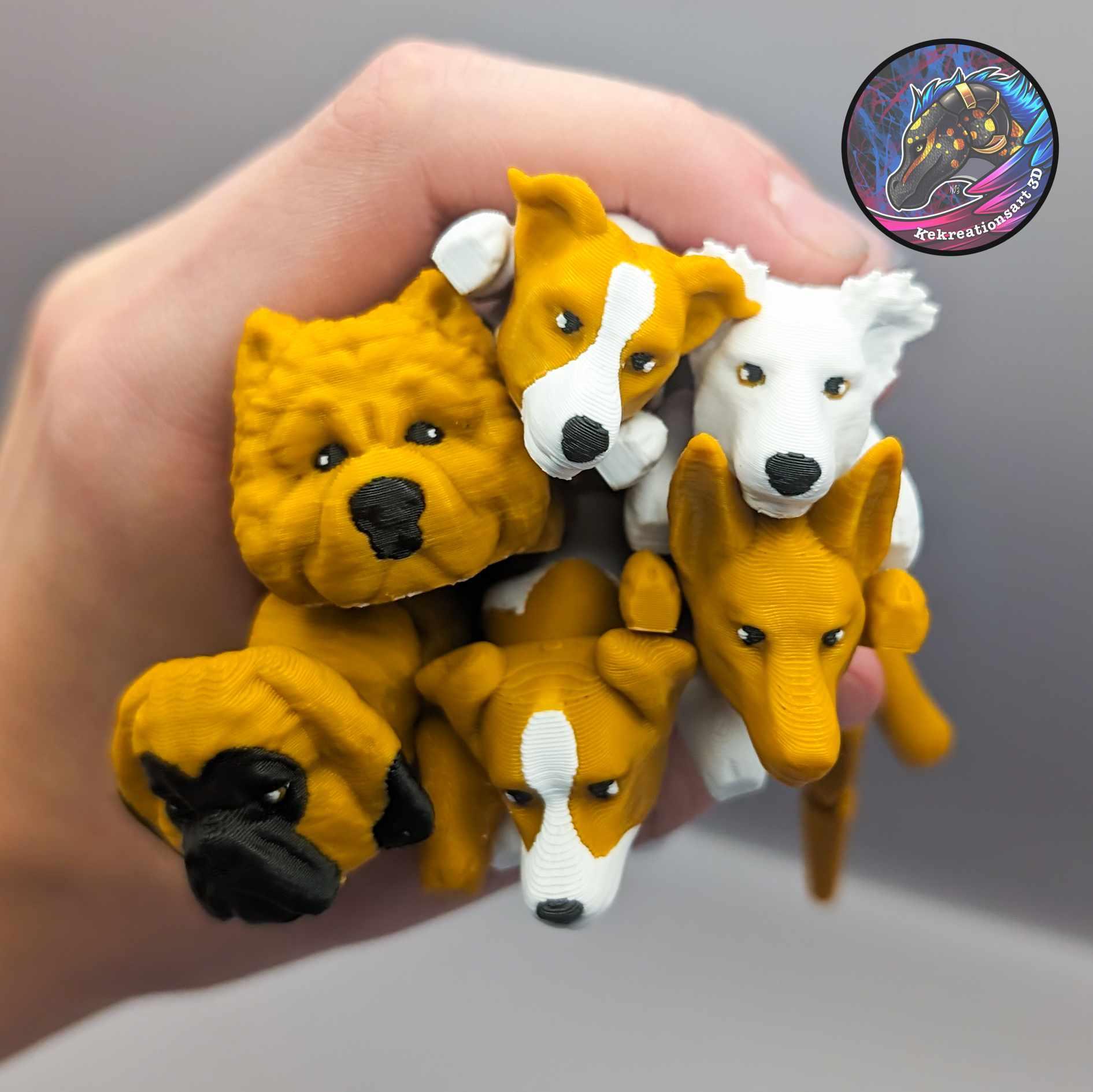 Baby Flexi Dog Keychains Set 6 2 of 2 3d model