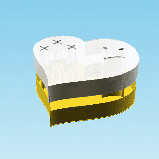 Fluffy Hearts Lo M, nestable box (v3) 3d model