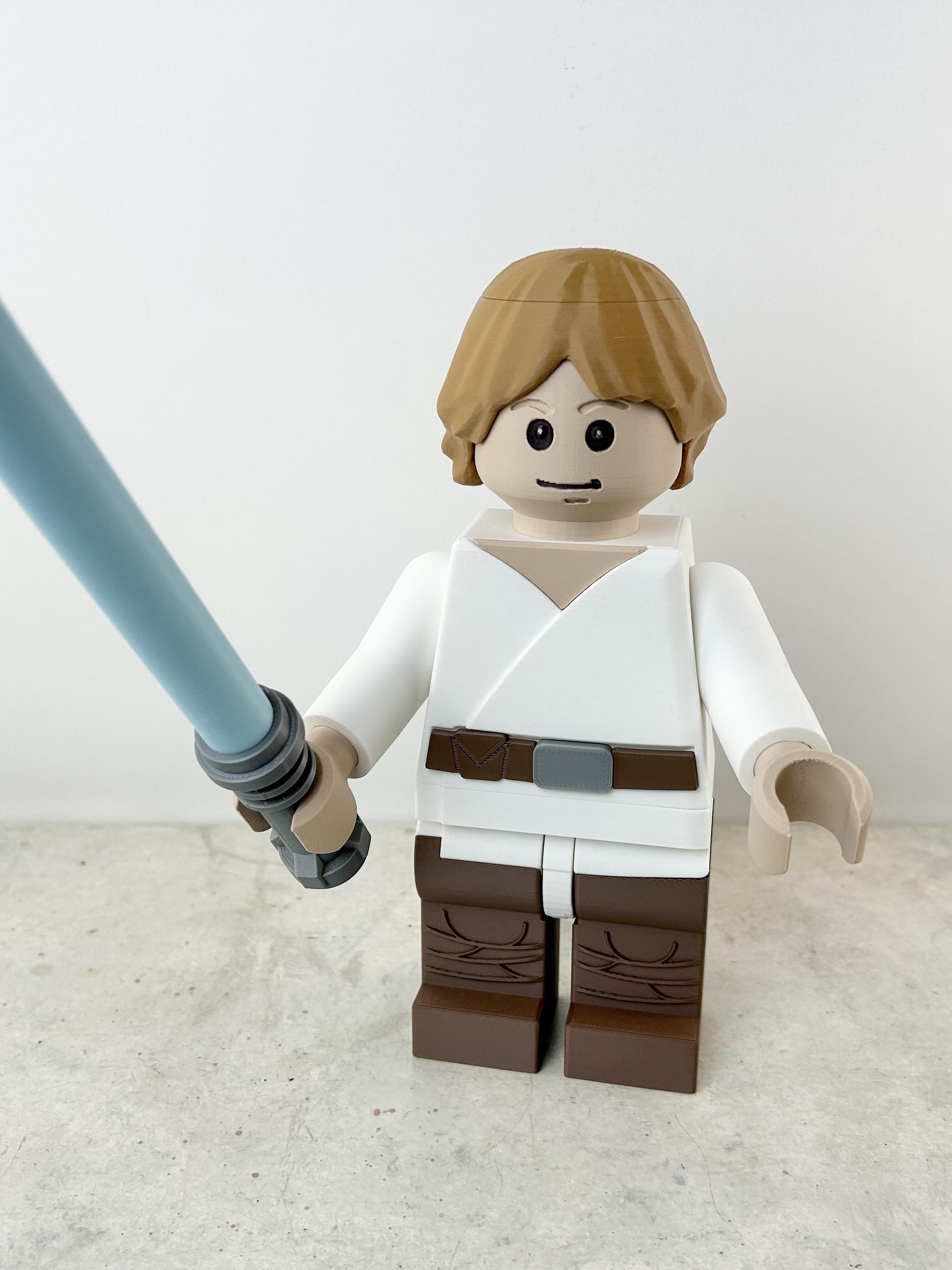 Luke Skywalker (9 inch brick figure, NO MMU/AMS, NO supports, NO glue) 3d model
