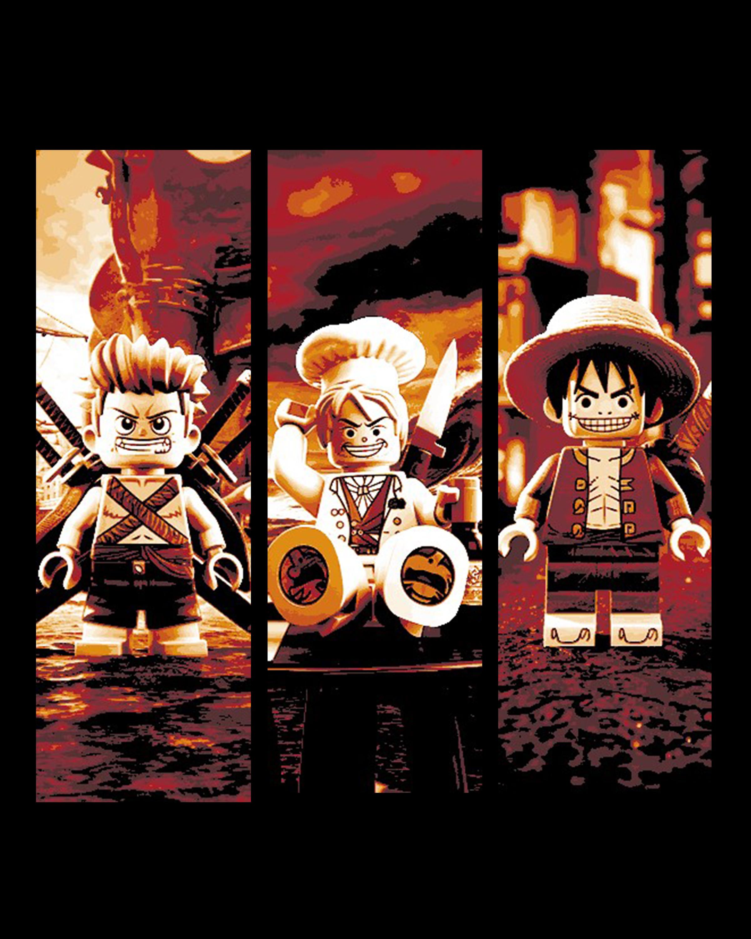 Fan Art of the One Piece Crew - Luffy, Sanji and Zoro as Brick People! Set of Bookmarks 3d model