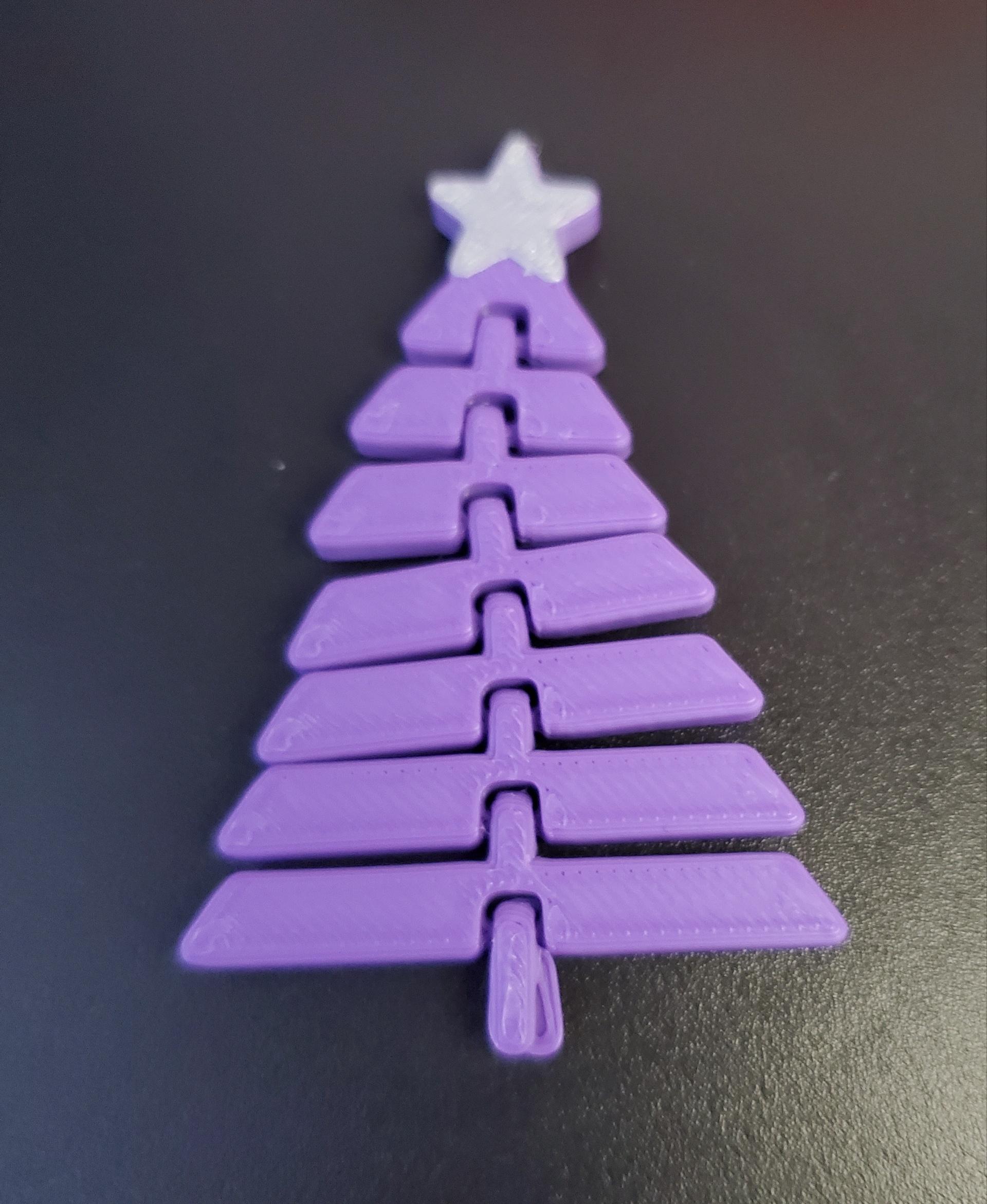 Articulated Christmas Tree with Star - Print in place fidget toy - 3mf - polymaker pla pro purple - 3d model