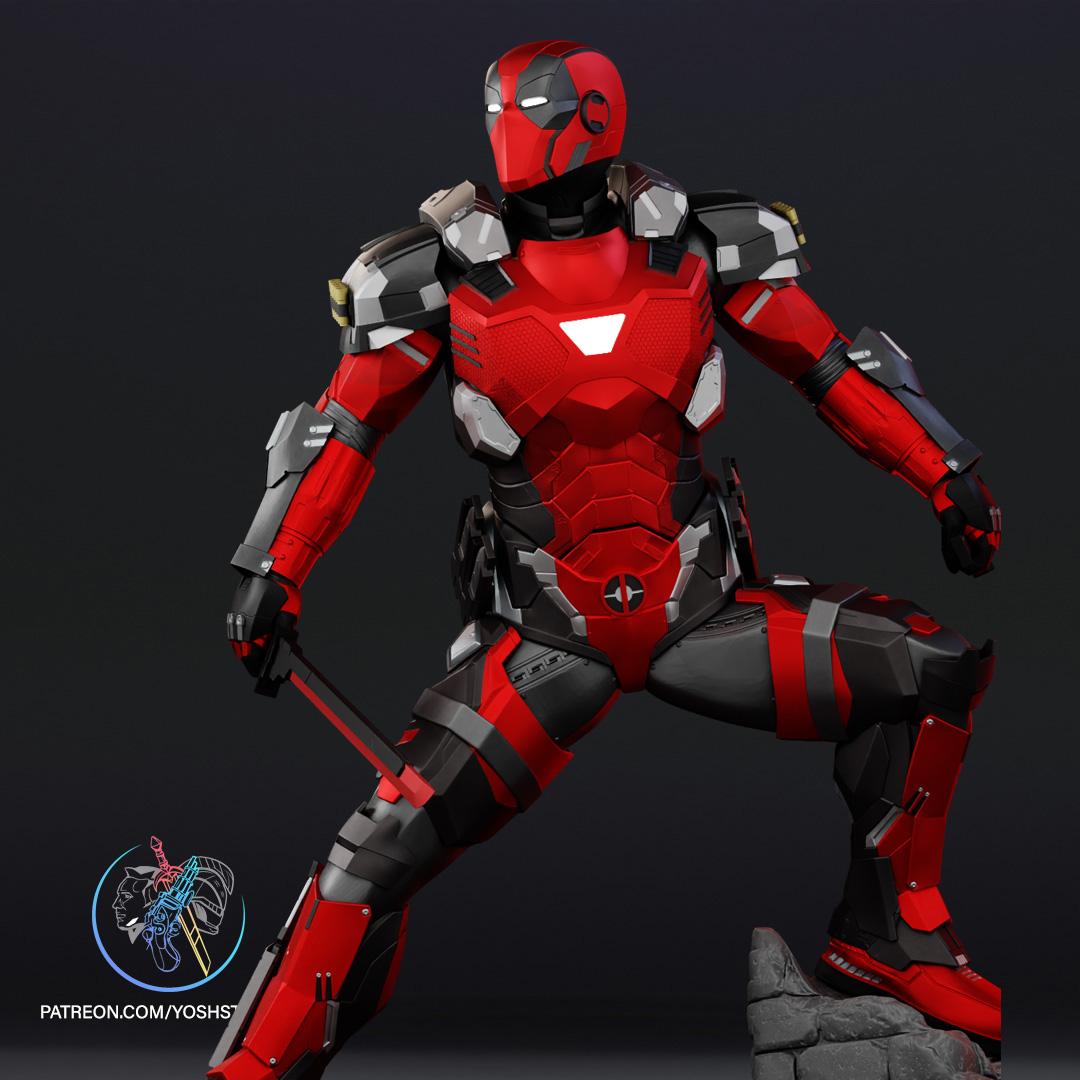 Armorized Deadpool Statue 3D Printer File STL 3d model