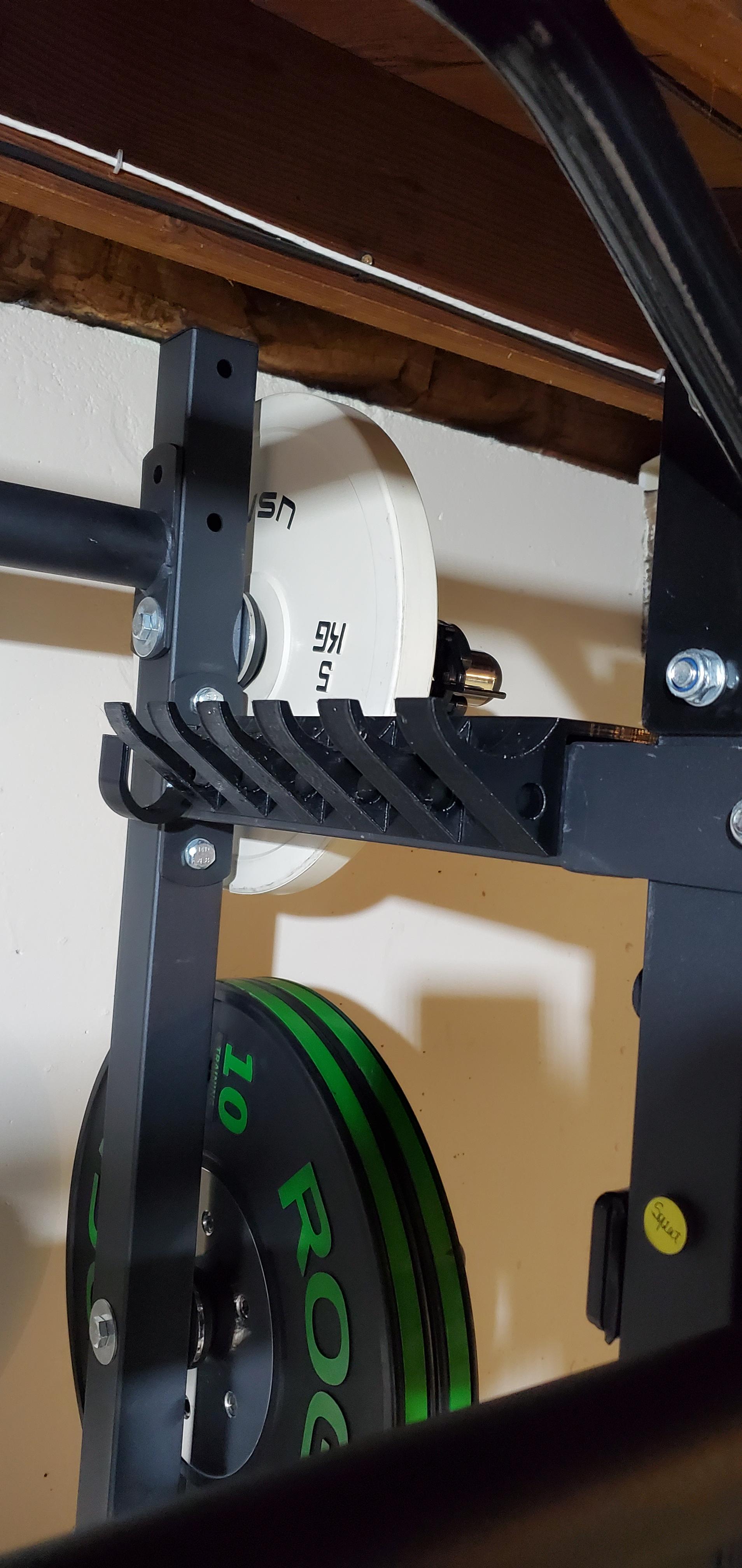 Multi resistance band and barbell collar storage, mounts to crossmembers on a powerrack 3d model