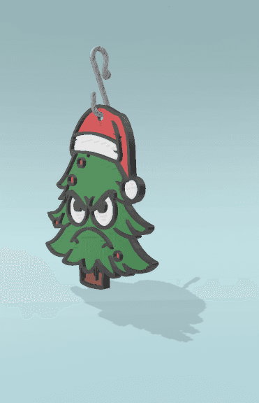 Grumpy Tree Christmas Ornament 3d model