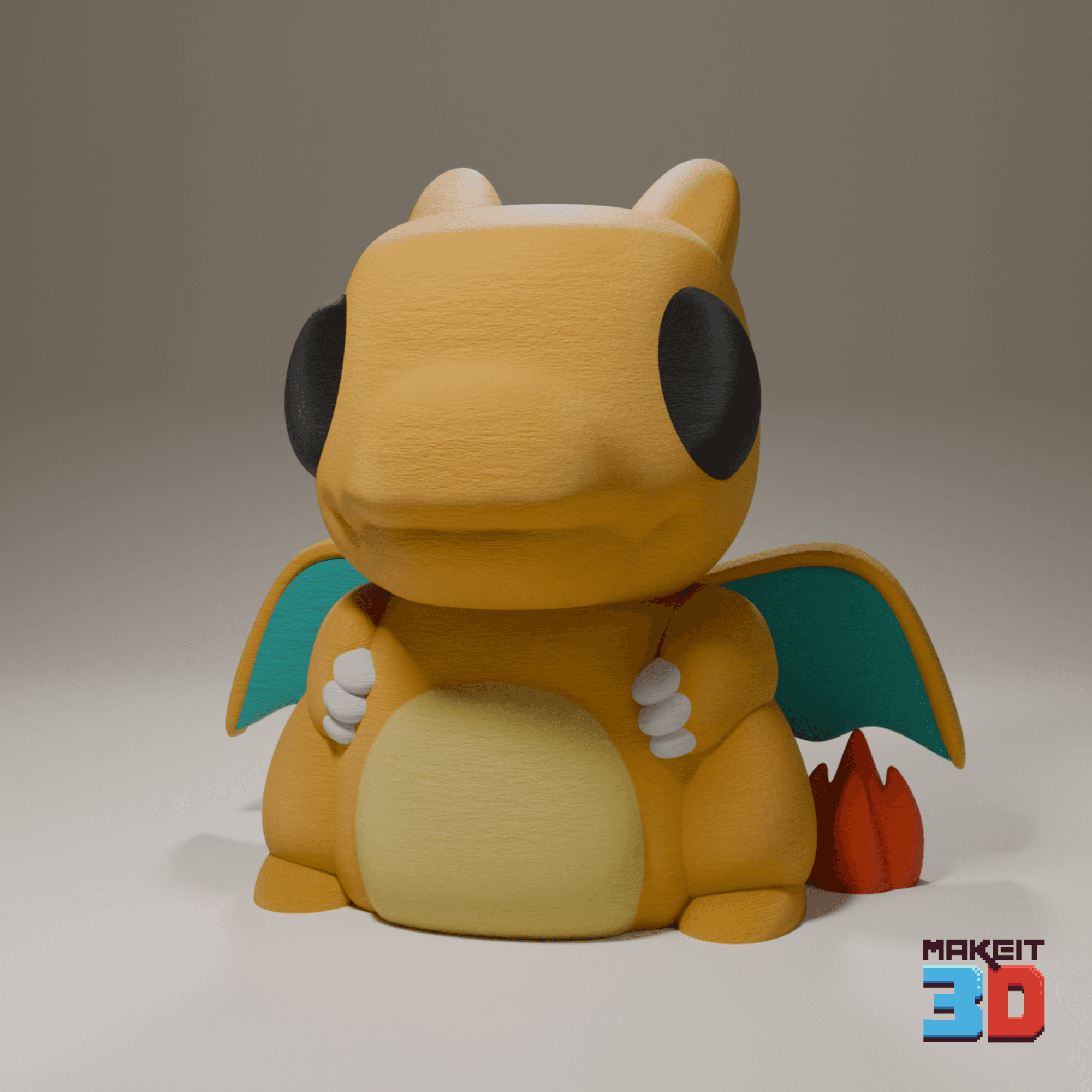 3D Printable ChibiCharzrd With Print in Place PokebaII 3d model