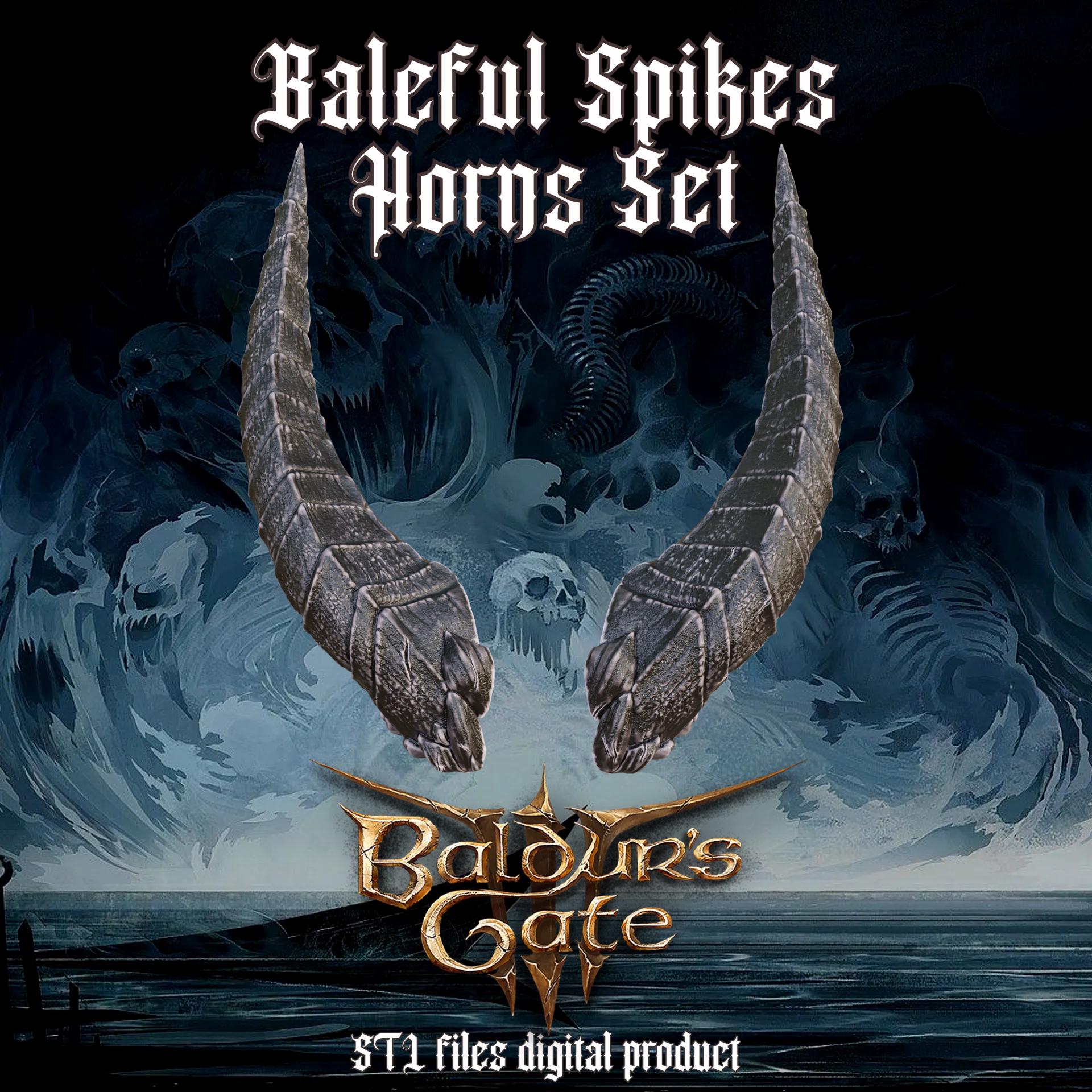 FANTASY BALEFUL SPIKES HORNS SET BALDURS GATE 3 3d model