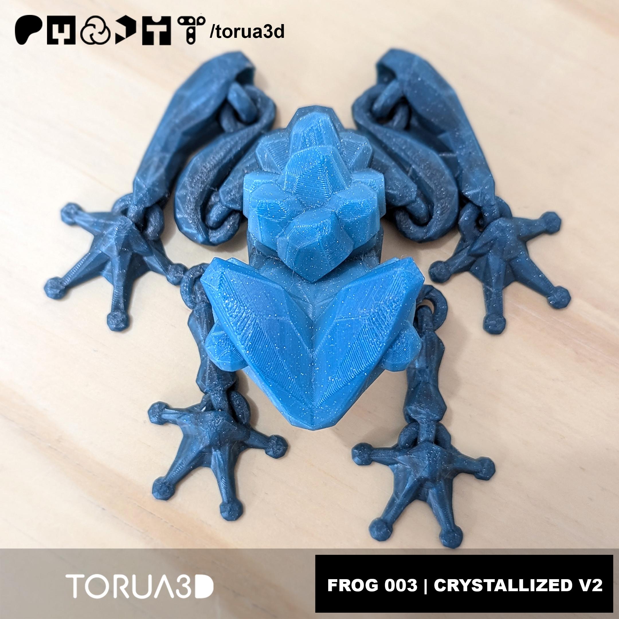 Articulated Frog 003 - Crystallized V2 - Print in place - No supports - STL 3d model