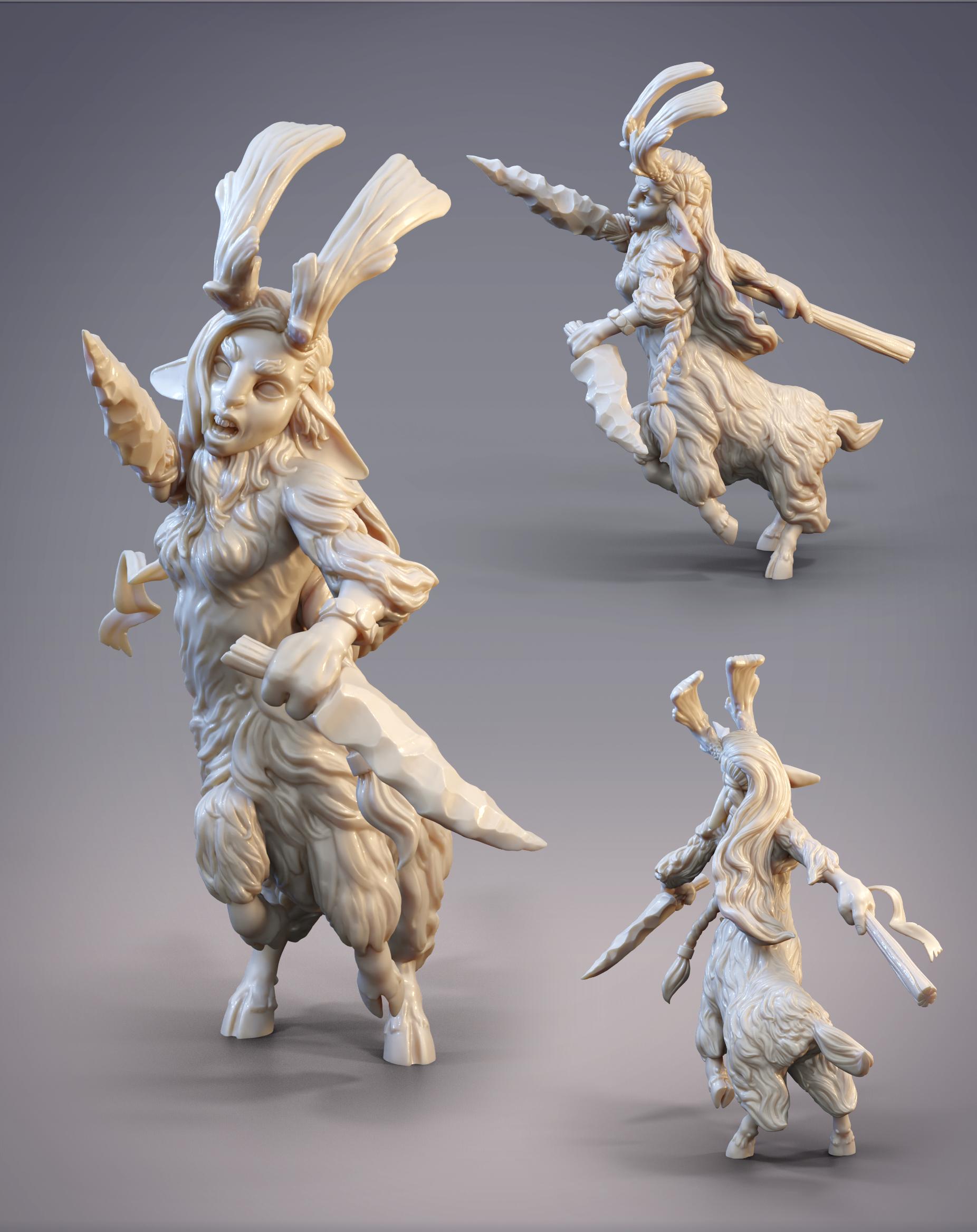 Goat Centaur Spearmaiden - Checheygen, Totapari Skirmisher (Pre-Supported) 3d model