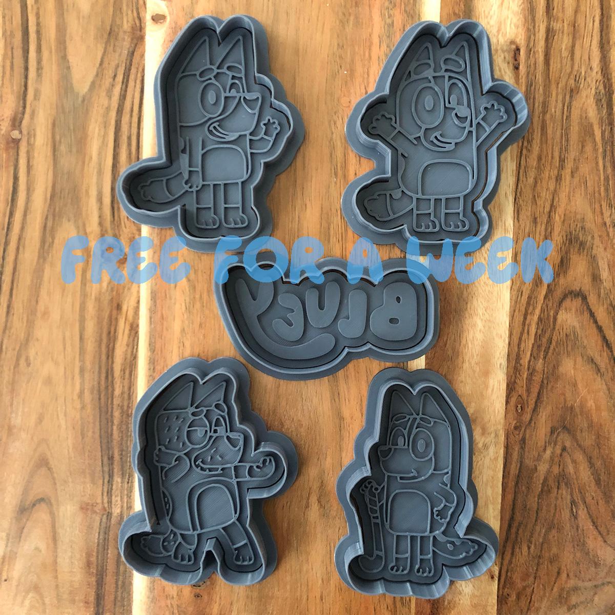 Bluey Cookie Cutters and Stamps 3d model