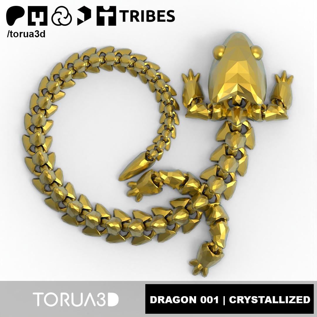 Articulated Dragon 001 - Crystallized - Print in place - No supports - STL  3d model