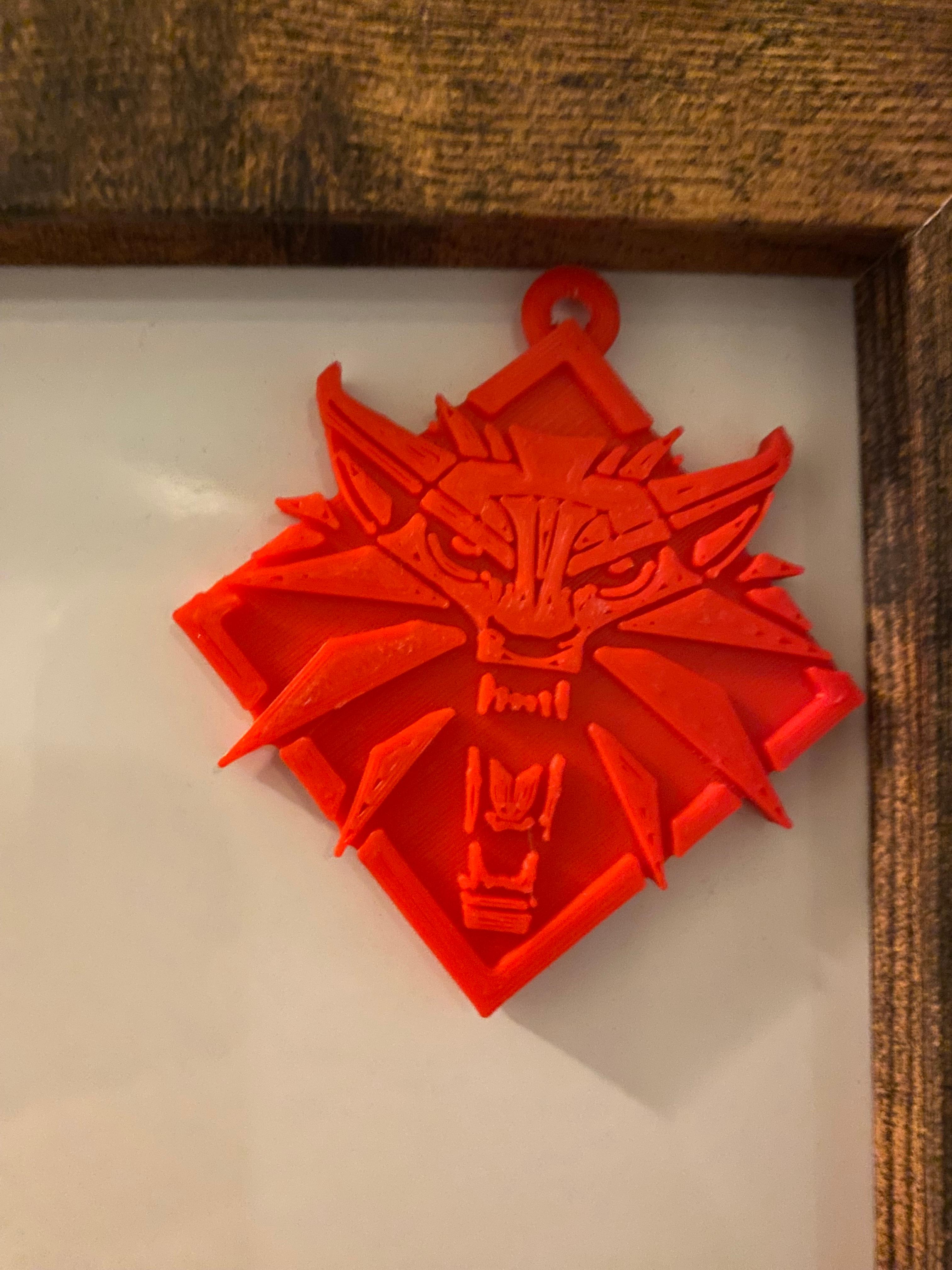 The Witcher key chain, earring, dogtag, jewlery - This now protects the family whiteboard from monsters. - 3d model