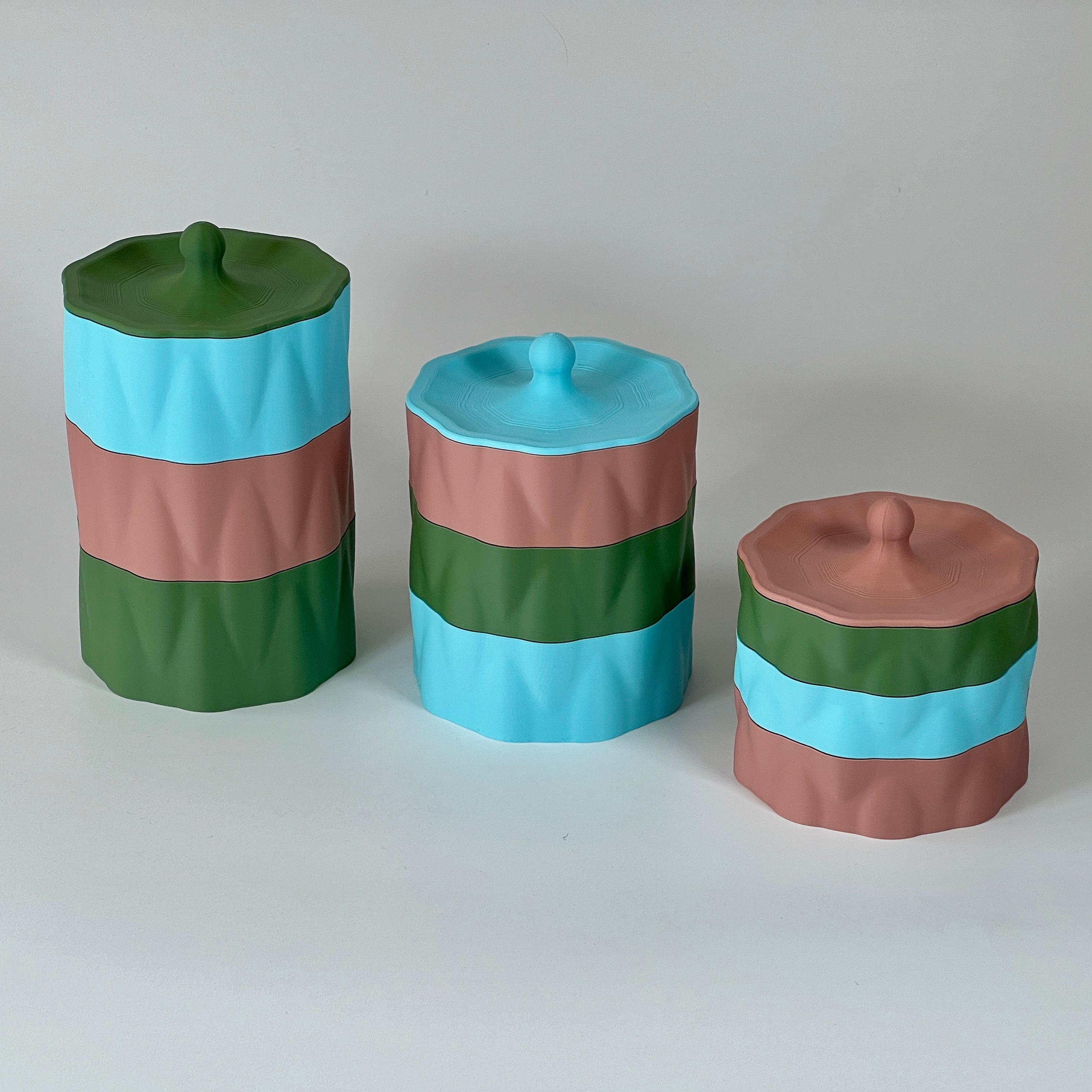 Set of 3 Stackable Storage Boxes with Cap 3d model