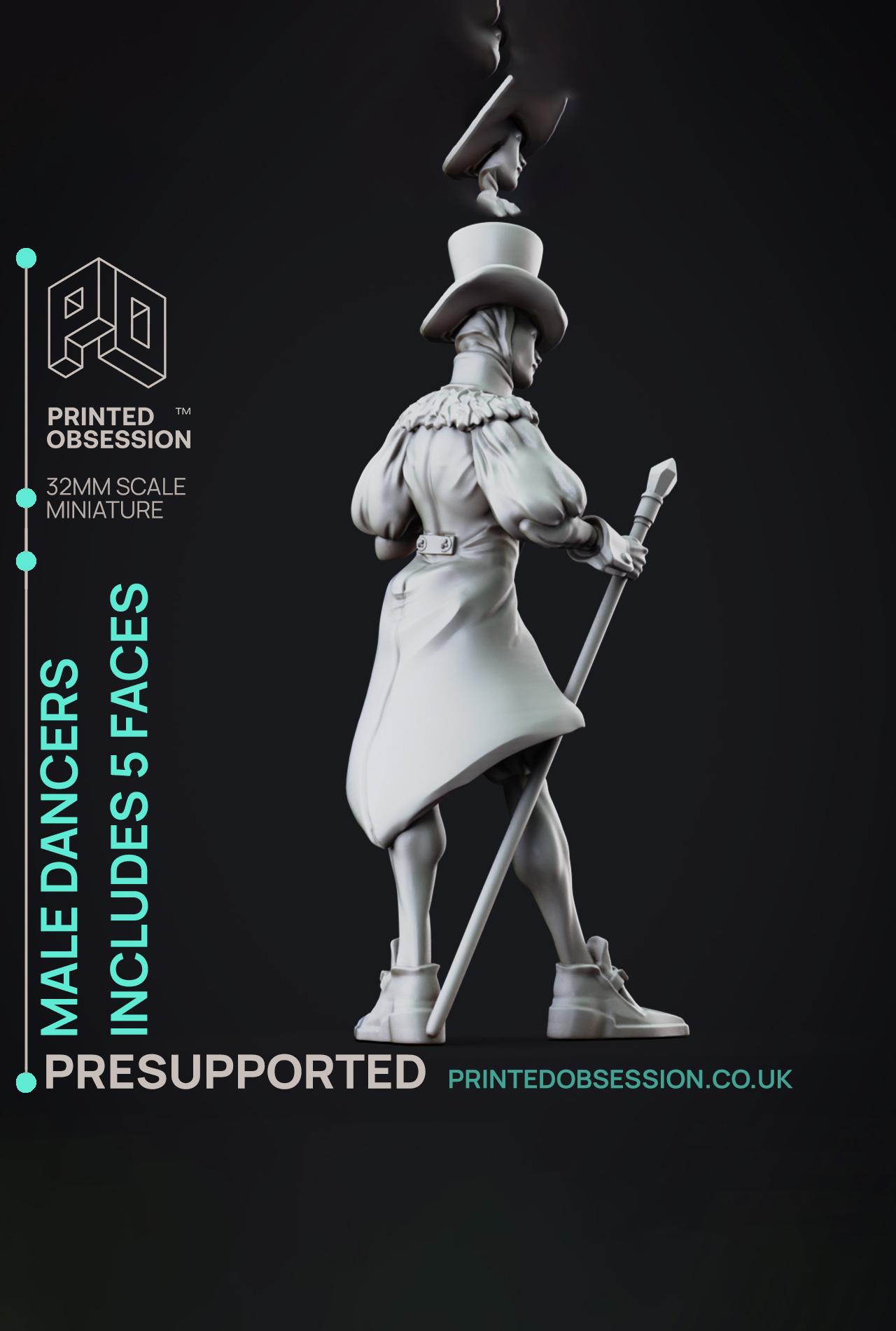 Male Dancer - Lady of the Pox - PRESUPPORTED - Illustrated and Stats - 32mm scale			 3d model