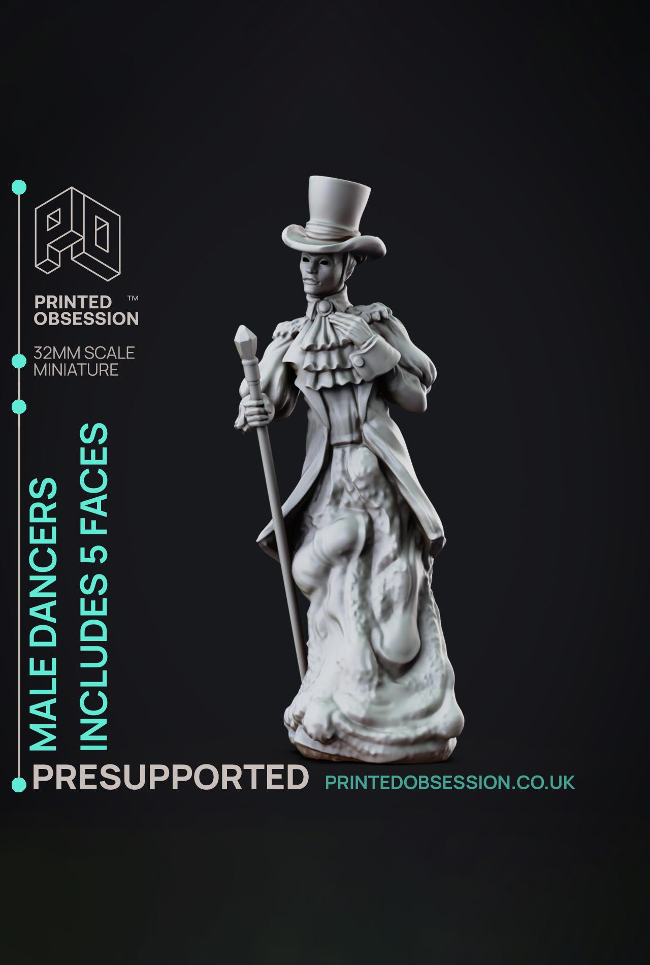 Male Dancer - Lady of the Pox - PRESUPPORTED - Illustrated and Stats - 32mm scale			 3d model