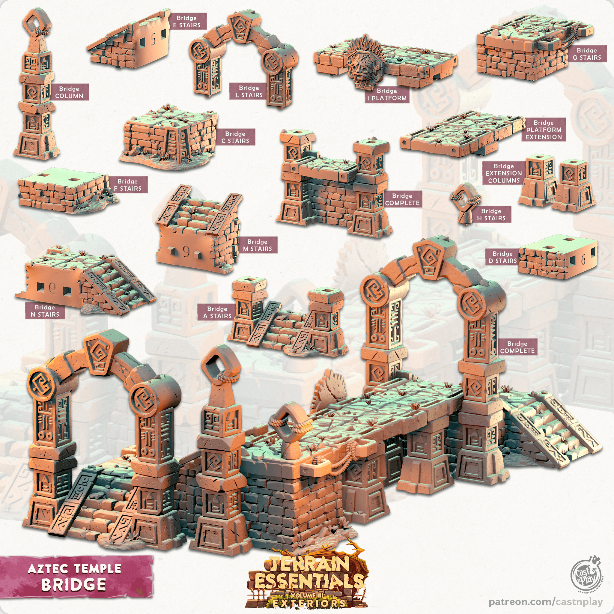 Aztec Temple Set (Pre-Supported) 3d model
