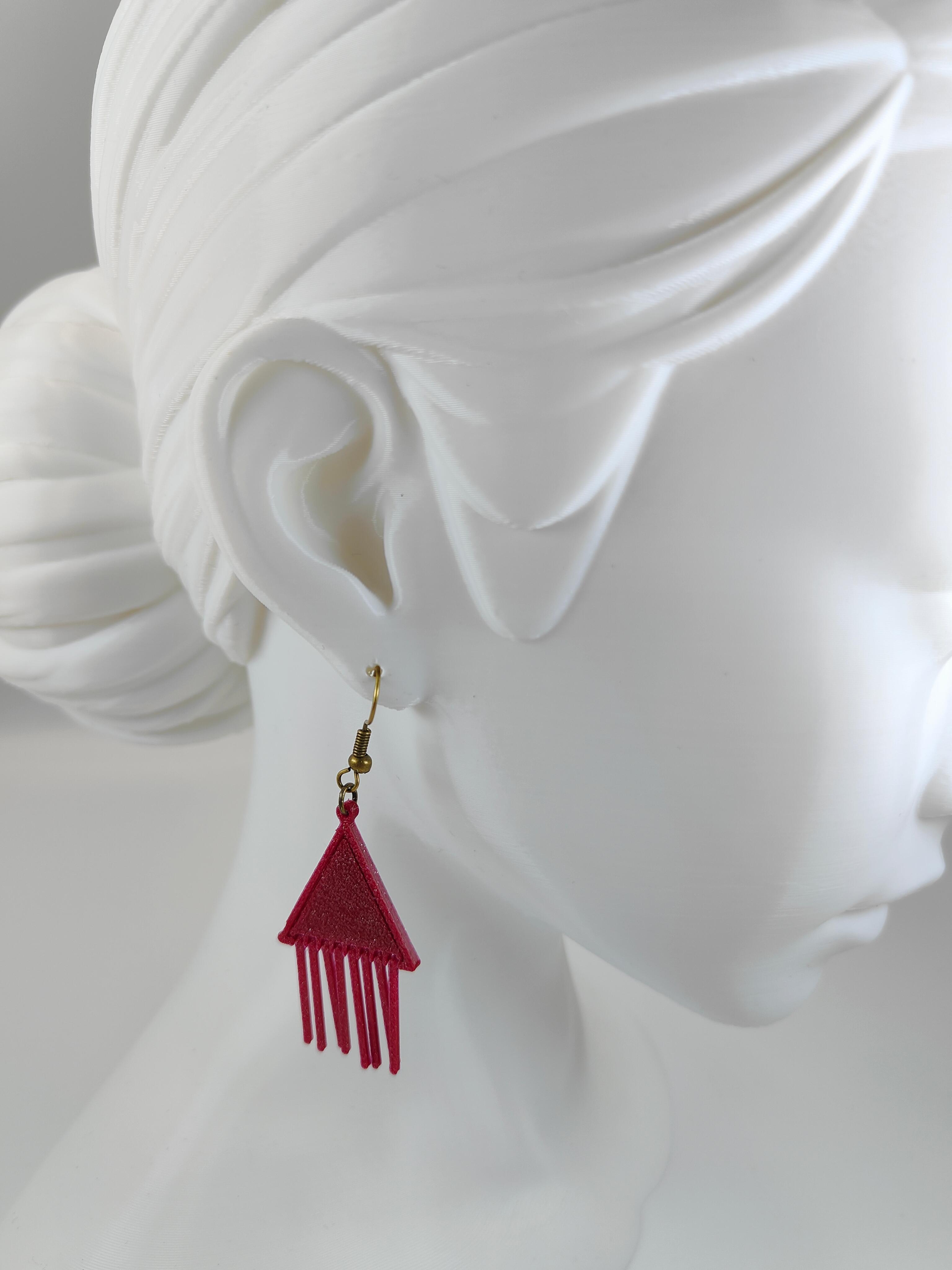 3D Printable Earring - Triangle Trickle Line 3d model